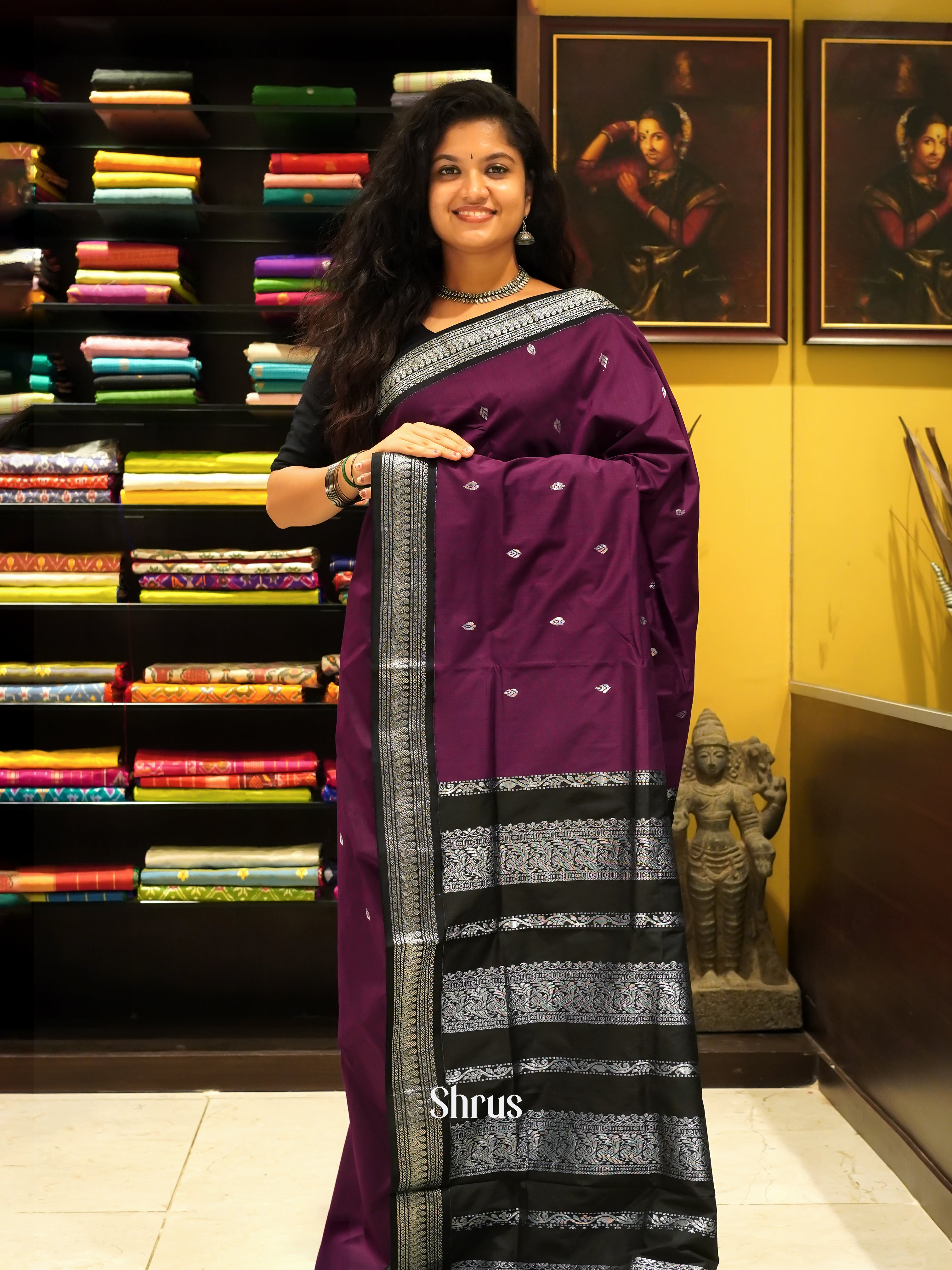 Wine & Black - Kalyani Cotton - Shop on ShrusEternity.com