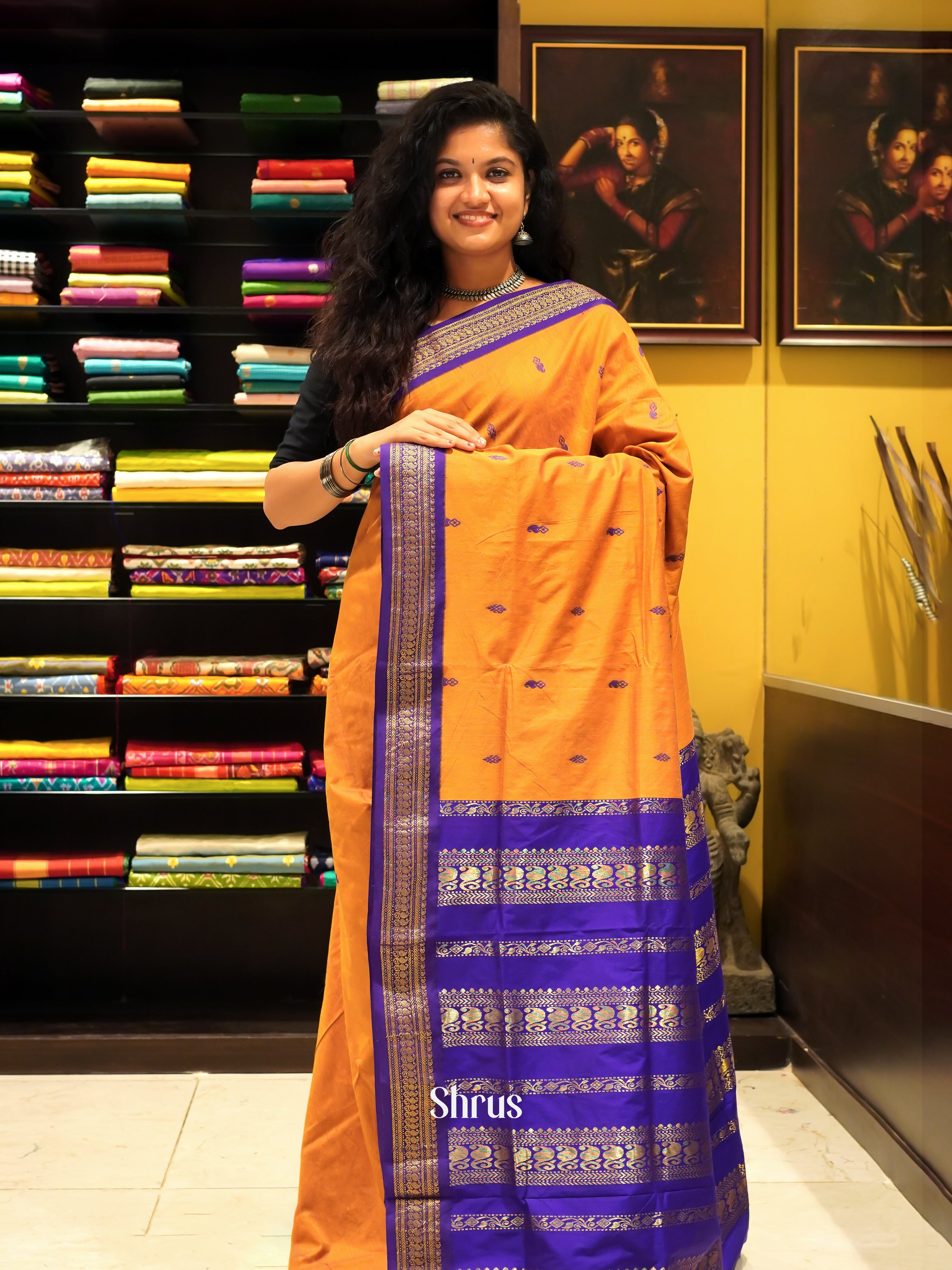 Mango Yellow & Purple - Kalyani Cotton - Shop on ShrusEternity.com