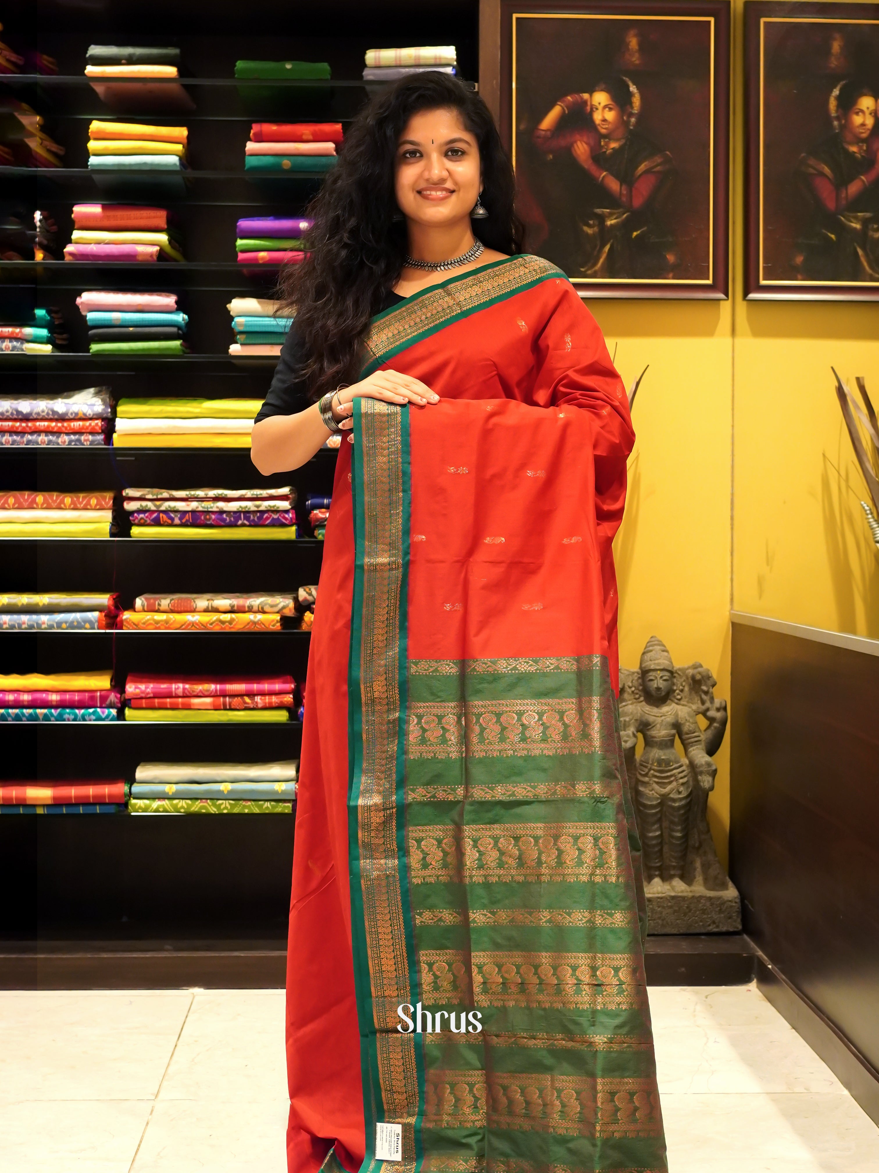 Red & Green - Kalyani Cotton - Shop on ShrusEternity.com