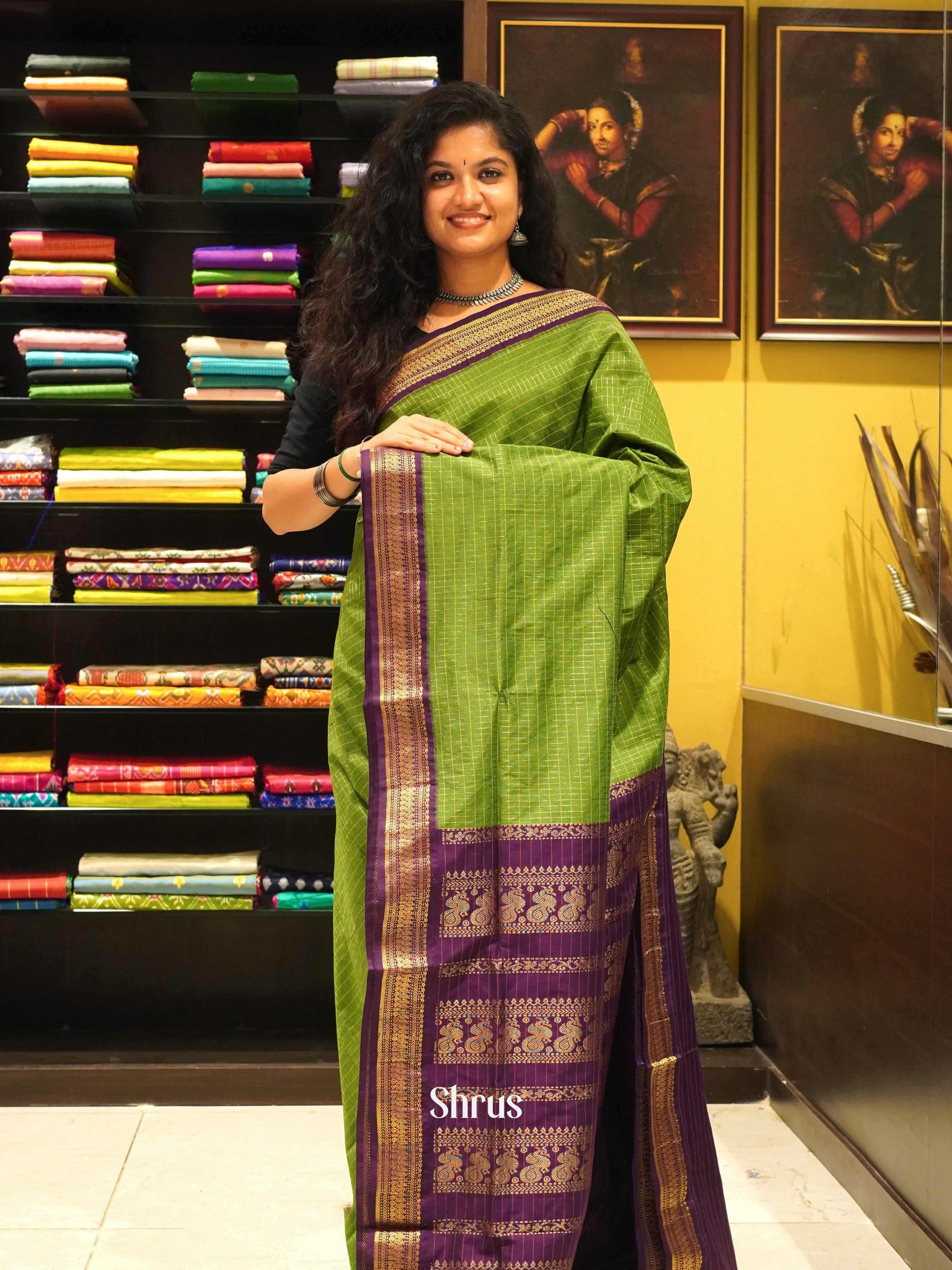 Green & Purple - Kalyani Cotton Saree - Shop on ShrusEternity.com
