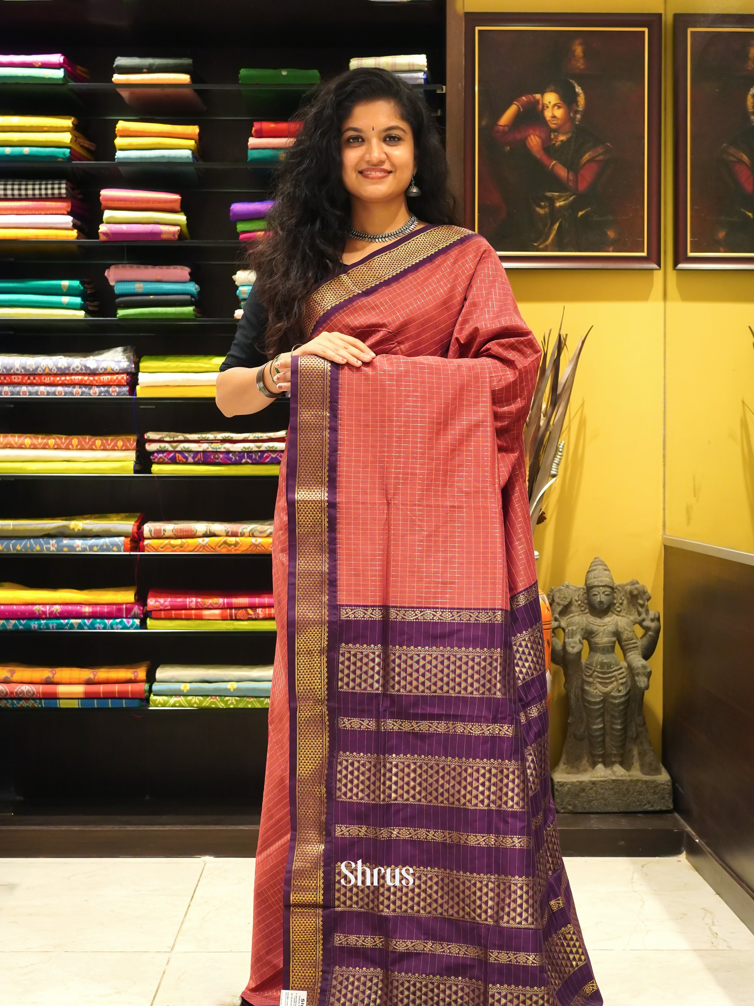 Pink & Violet - Kalyani Cotton Saree - Shop on ShrusEternity.com