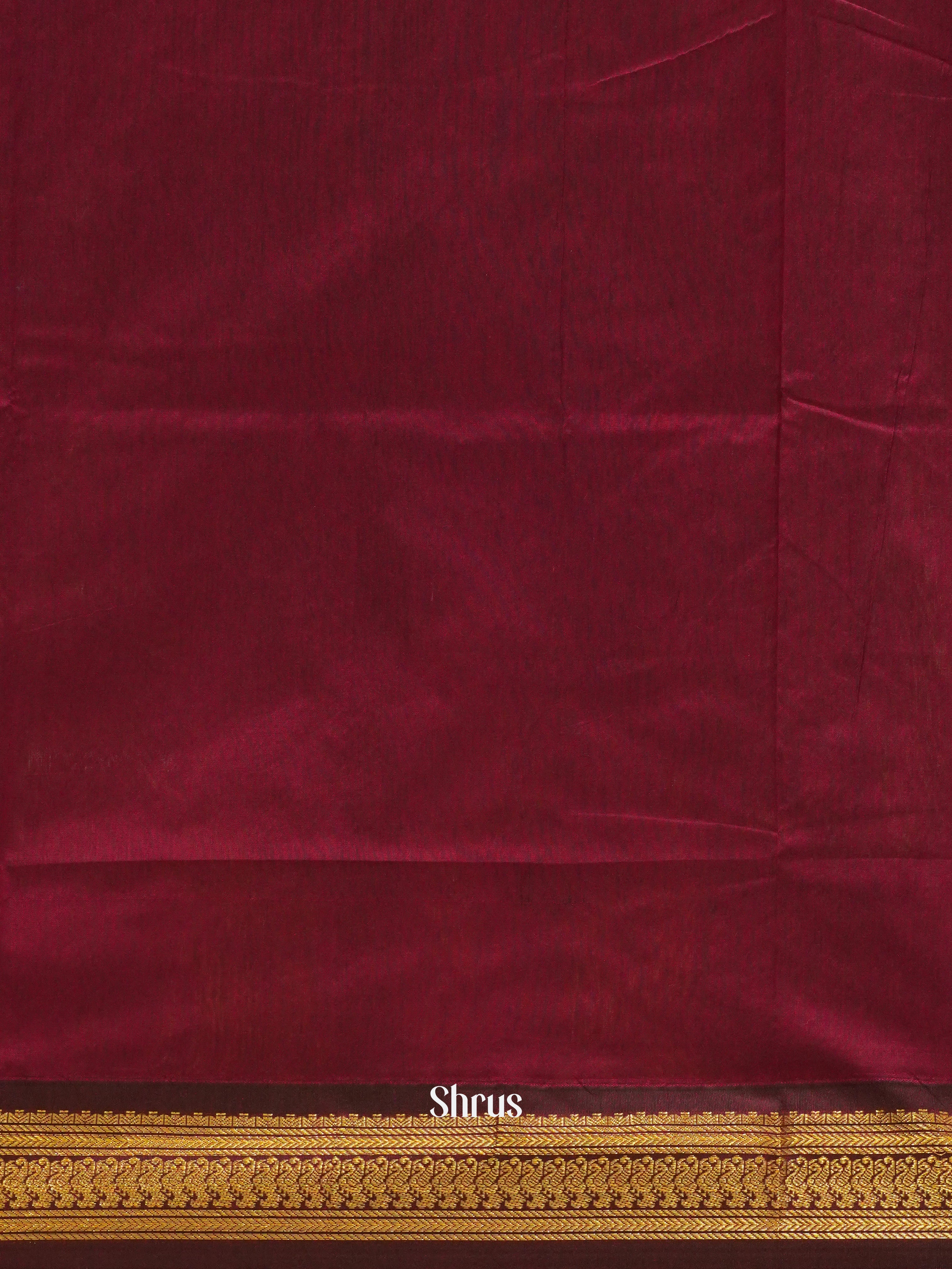Grey & Maroon - Kalyani Cotton Saree - Shop on ShrusEternity.com