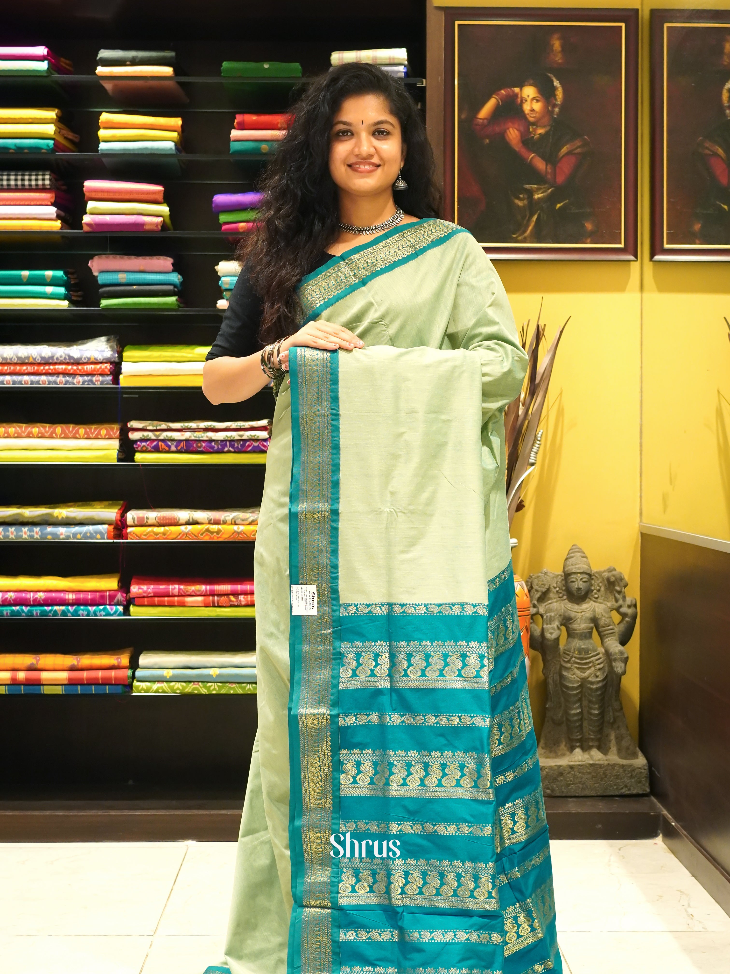 Elachi Green & Green - Kalyani Cotton Saree - Shop on ShrusEternity.com