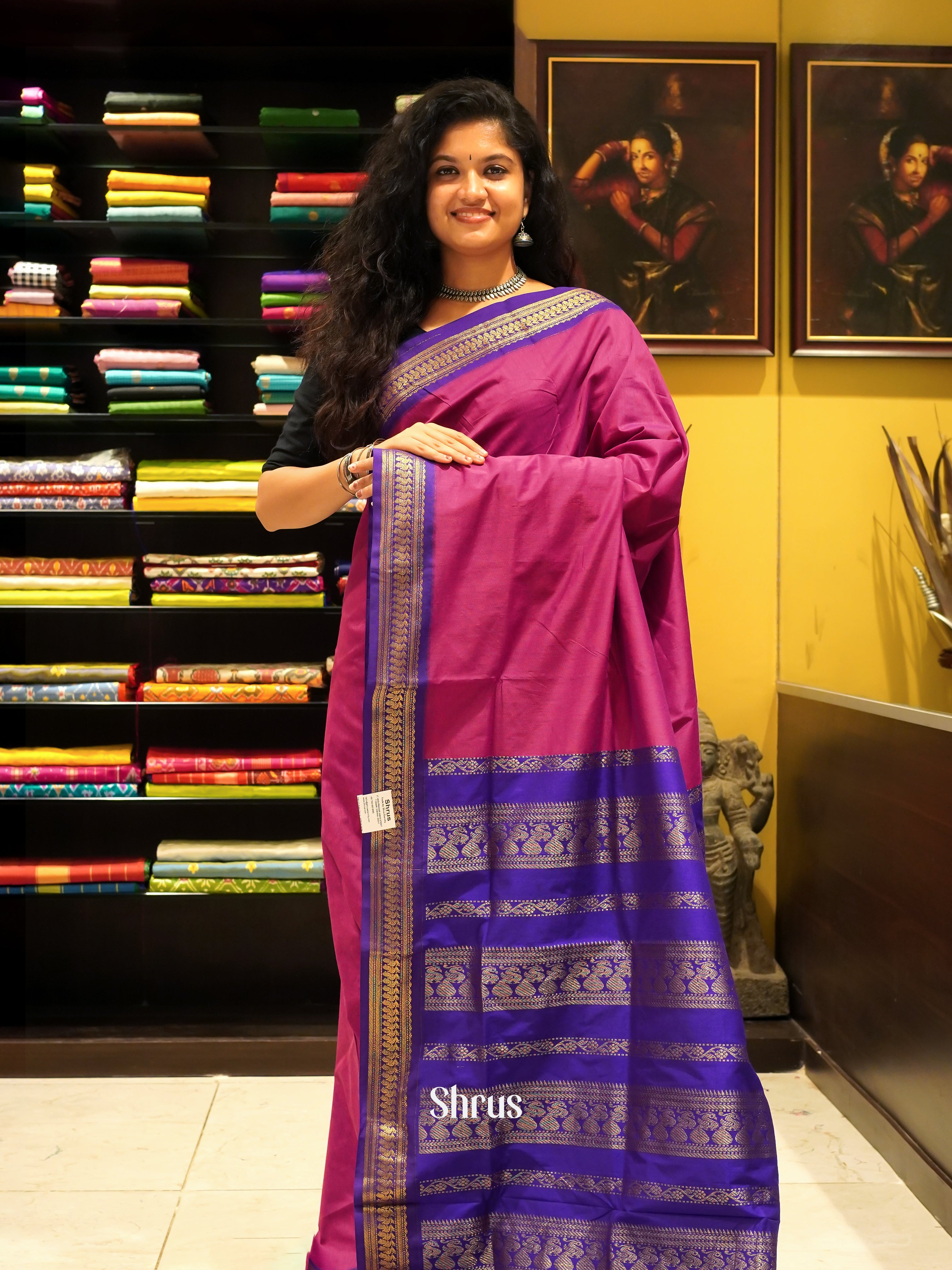 Purple & Violet - Kalyani Cotton Saree - Shop on ShrusEternity.com