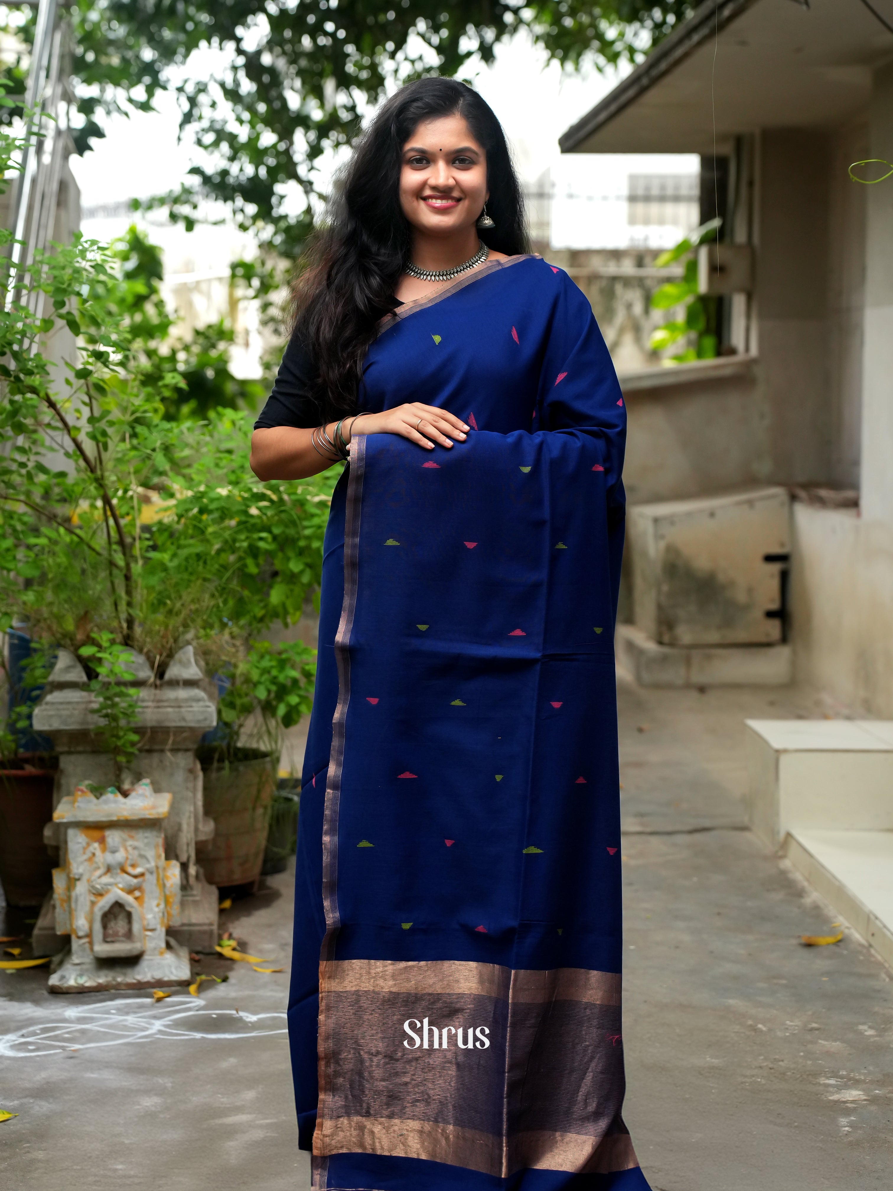 Blue - Bengal cotton Saree - Shop on ShrusEternity.com