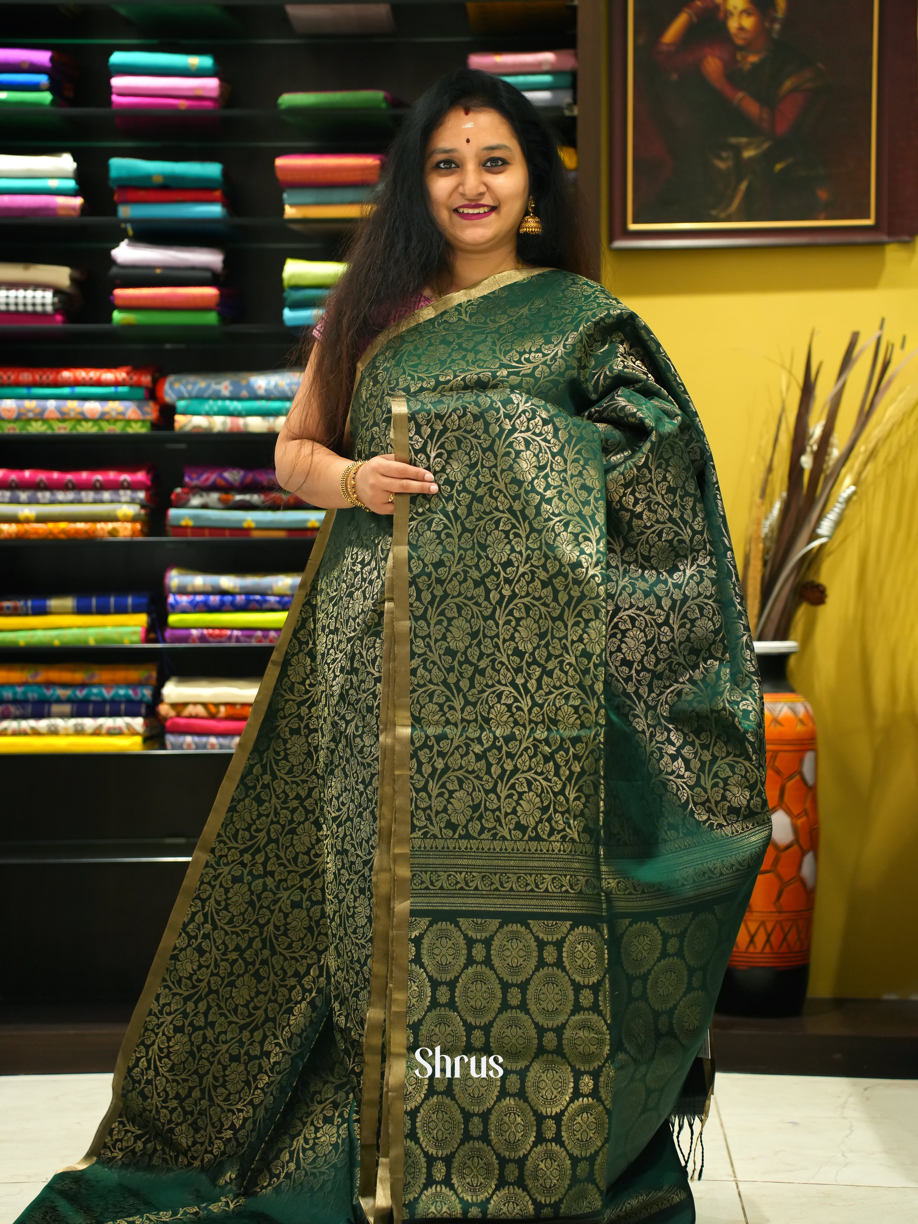 Green(single Tone) - Soft Silk Saree - Shop on ShrusEternity.com