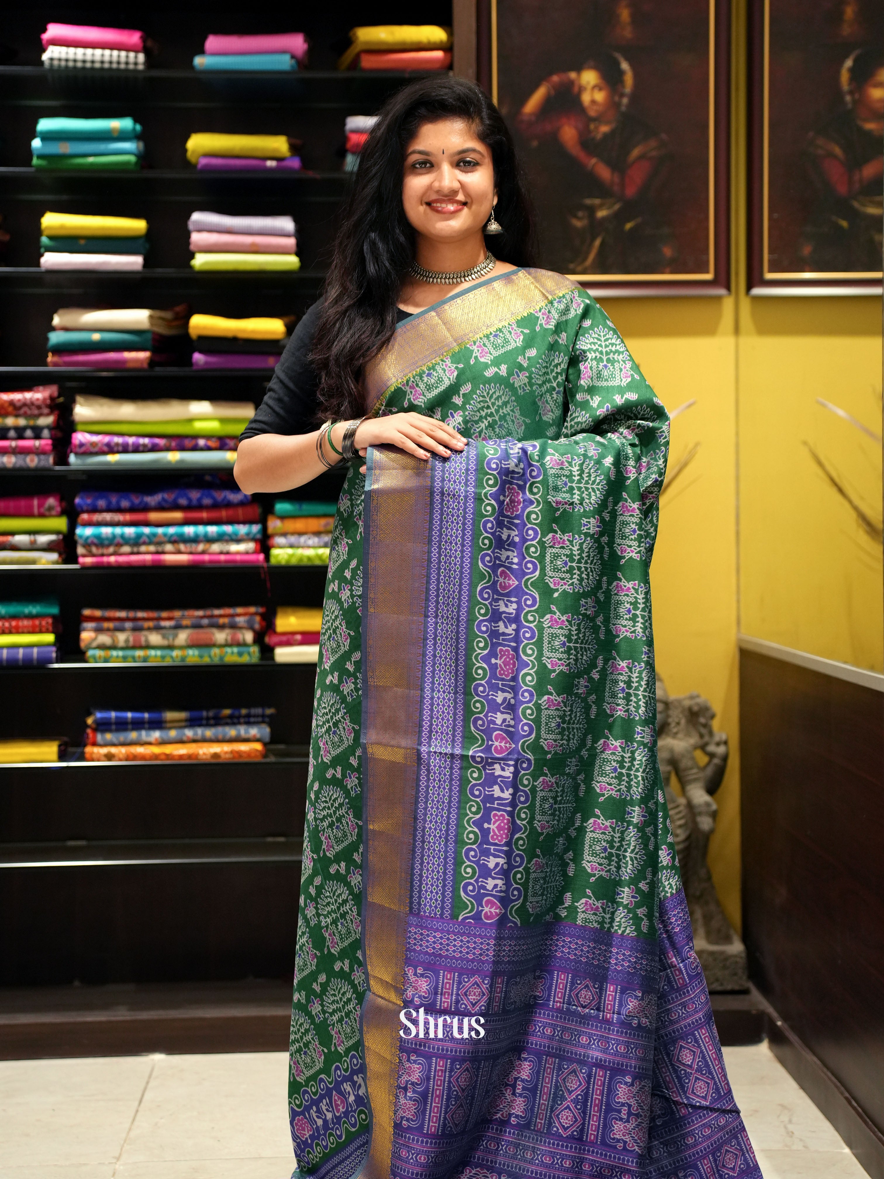 Green & Purple -Semi Patola - Shop on ShrusEternity.com