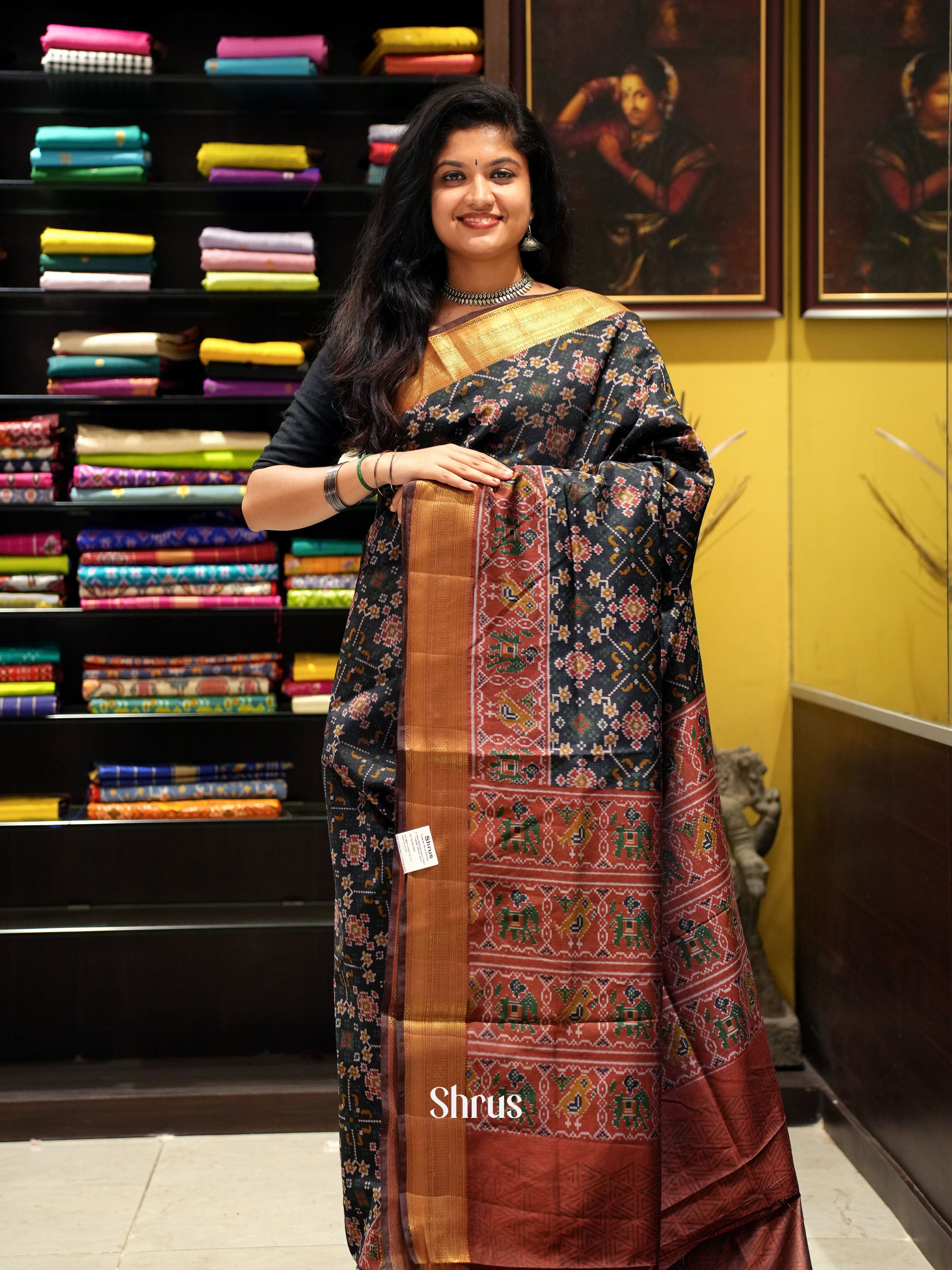 Black & Maroon -Semi Patola - Shop on ShrusEternity.com