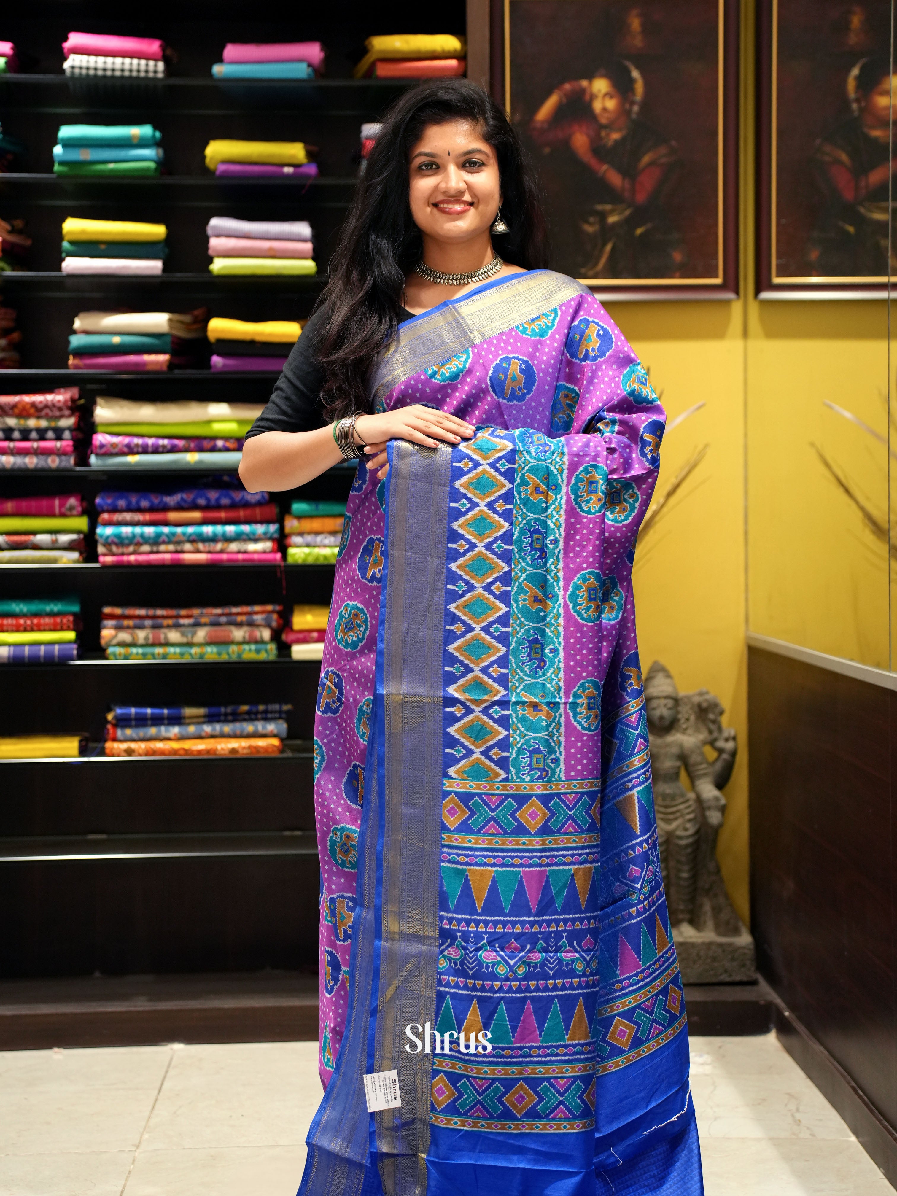 Pink & Blue -Semi Patola - Shop on ShrusEternity.com