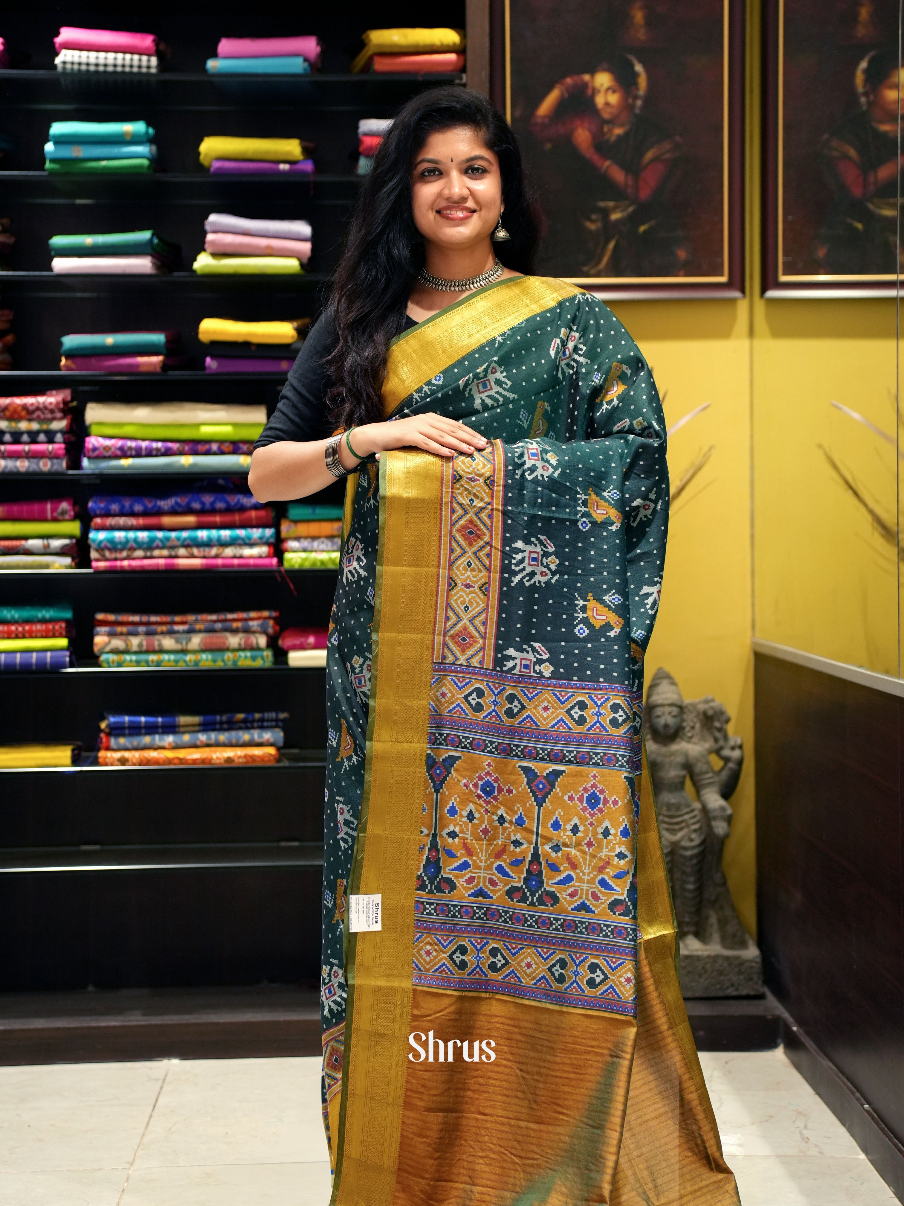 Peacock Green & Mustard -Semi patola - Shop on ShrusEternity.com