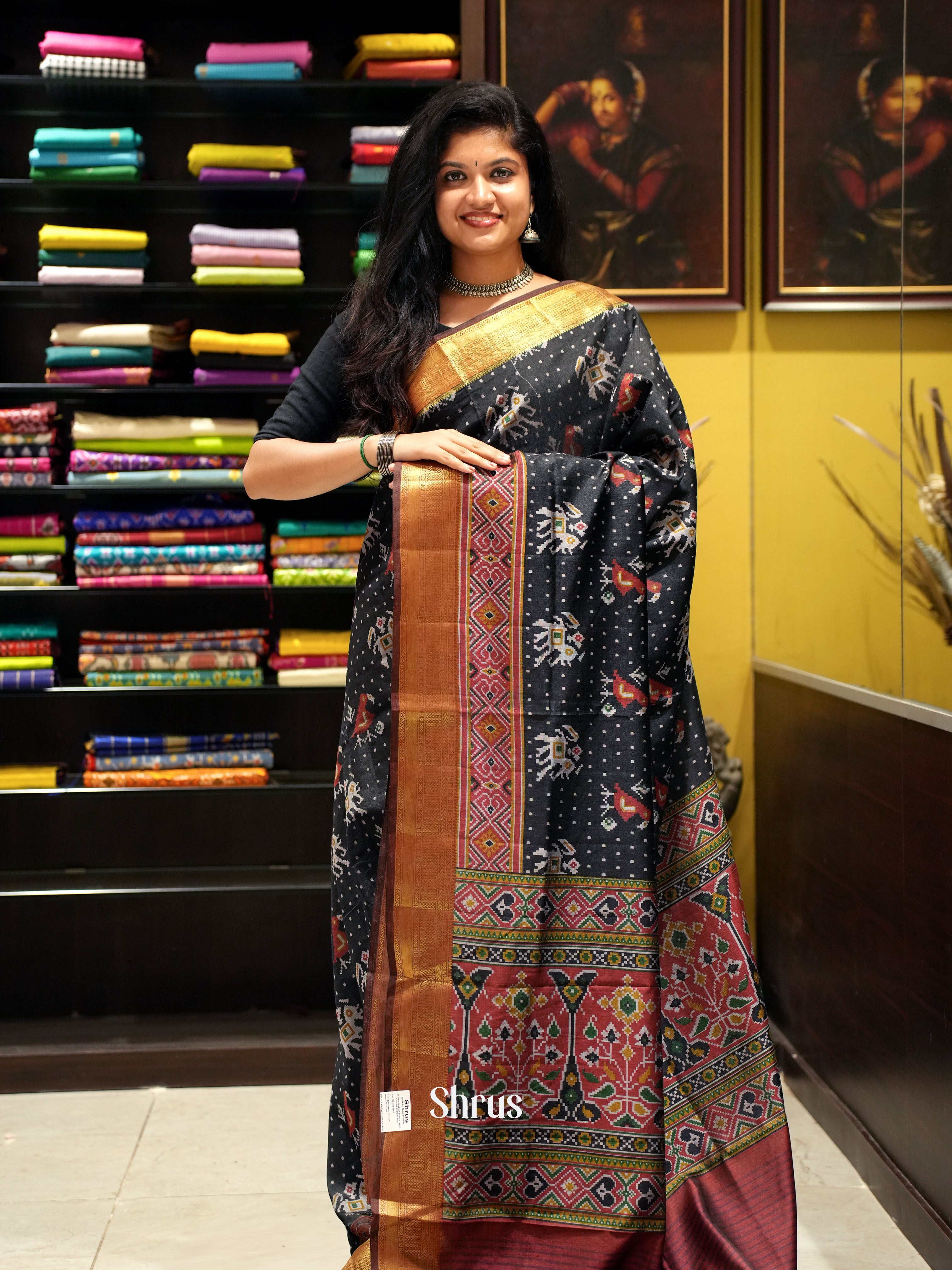 Black & Maroon -Semi Patola - Shop on ShrusEternity.com