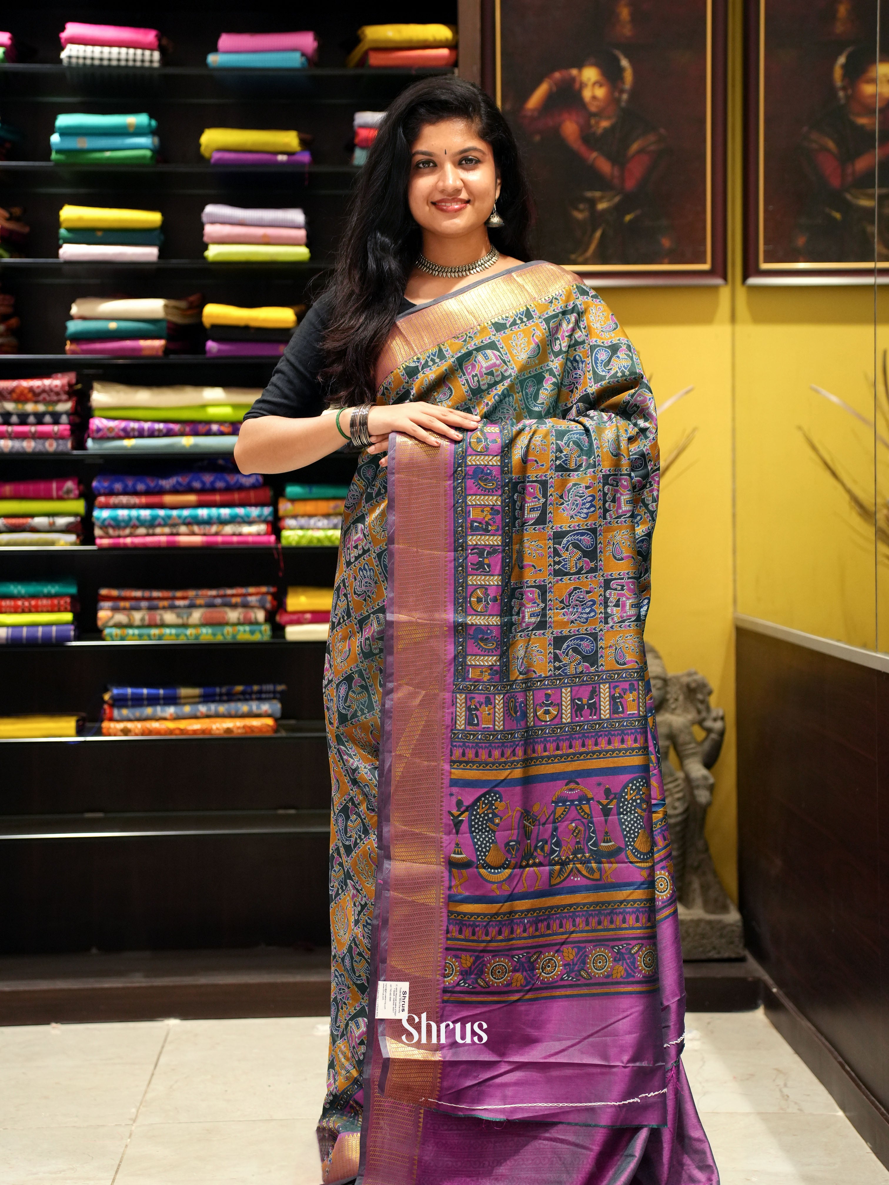 Green & Pink -Semi Patola - Shop on ShrusEternity.com