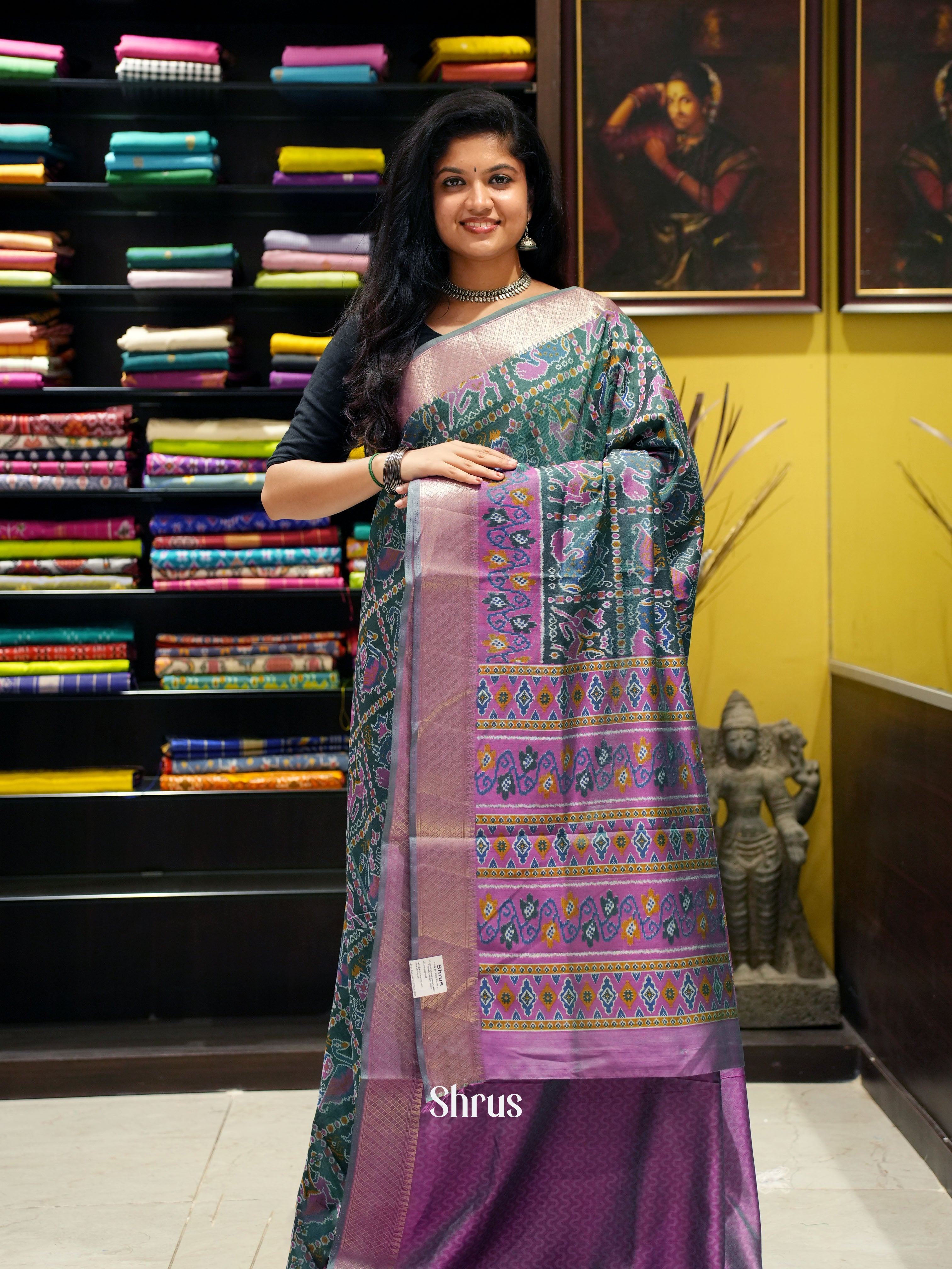 Green & Purple -Semi patola - Shop on ShrusEternity.com