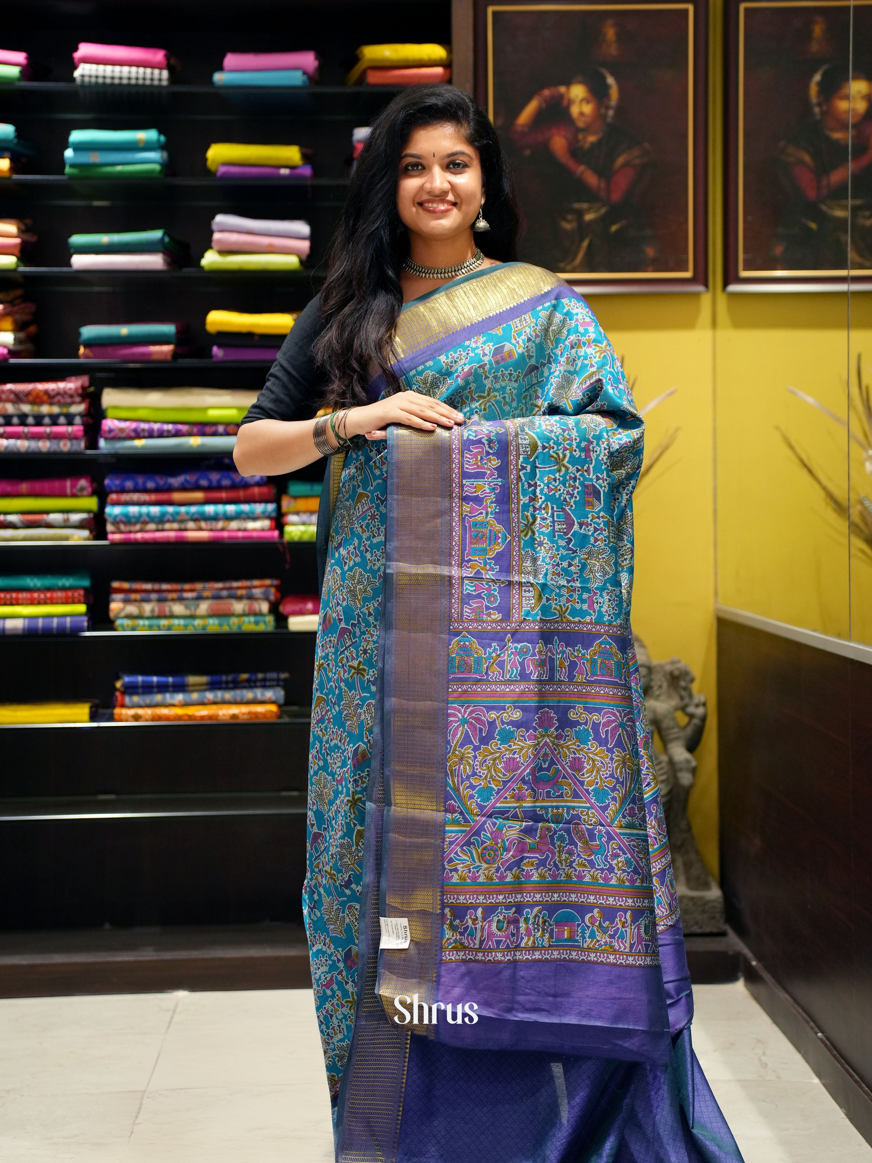 Green & Purple-Semi patola - Shop on ShrusEternity.com