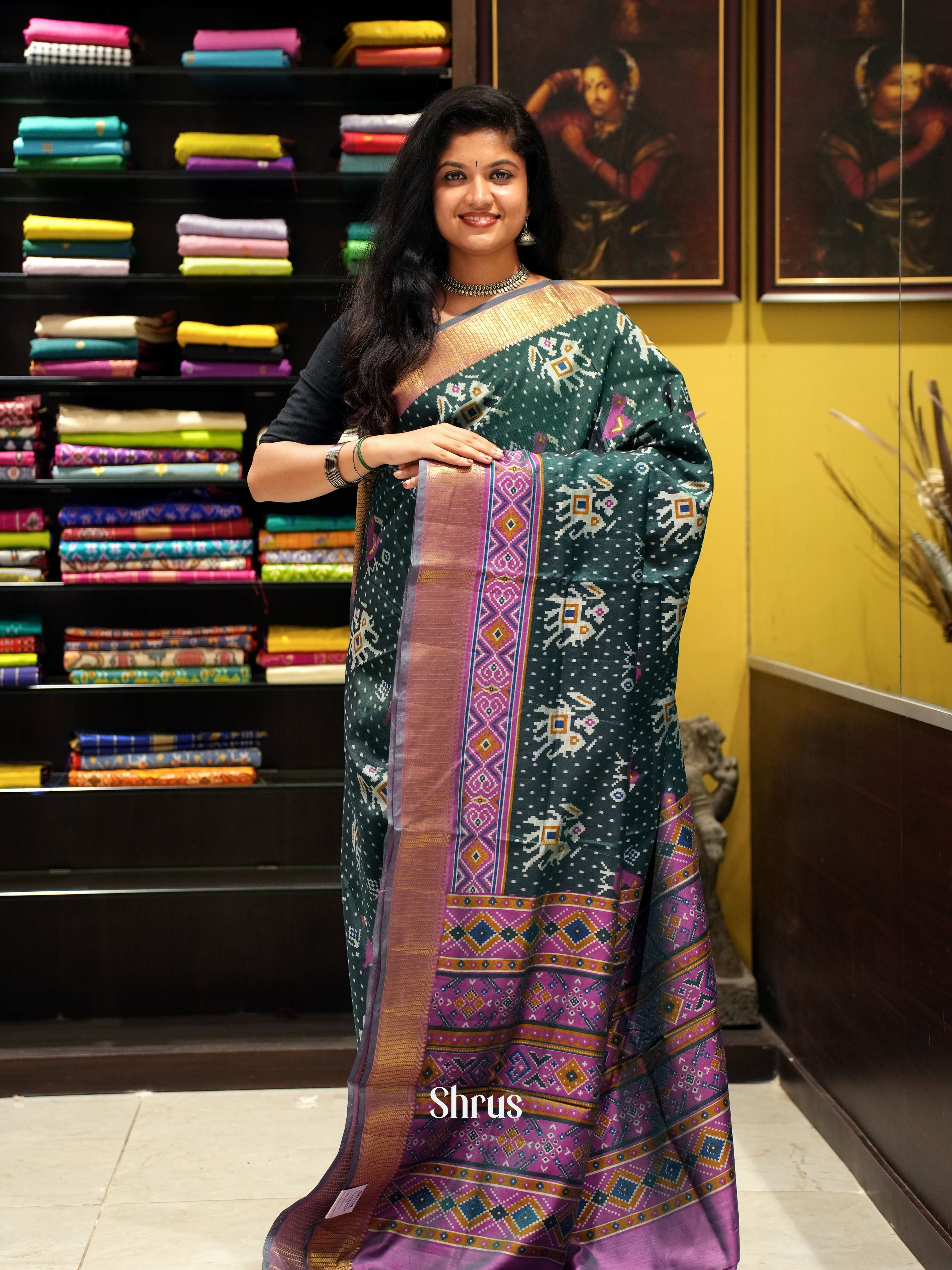 Green & Purple -Semi Patola - Shop on ShrusEternity.com