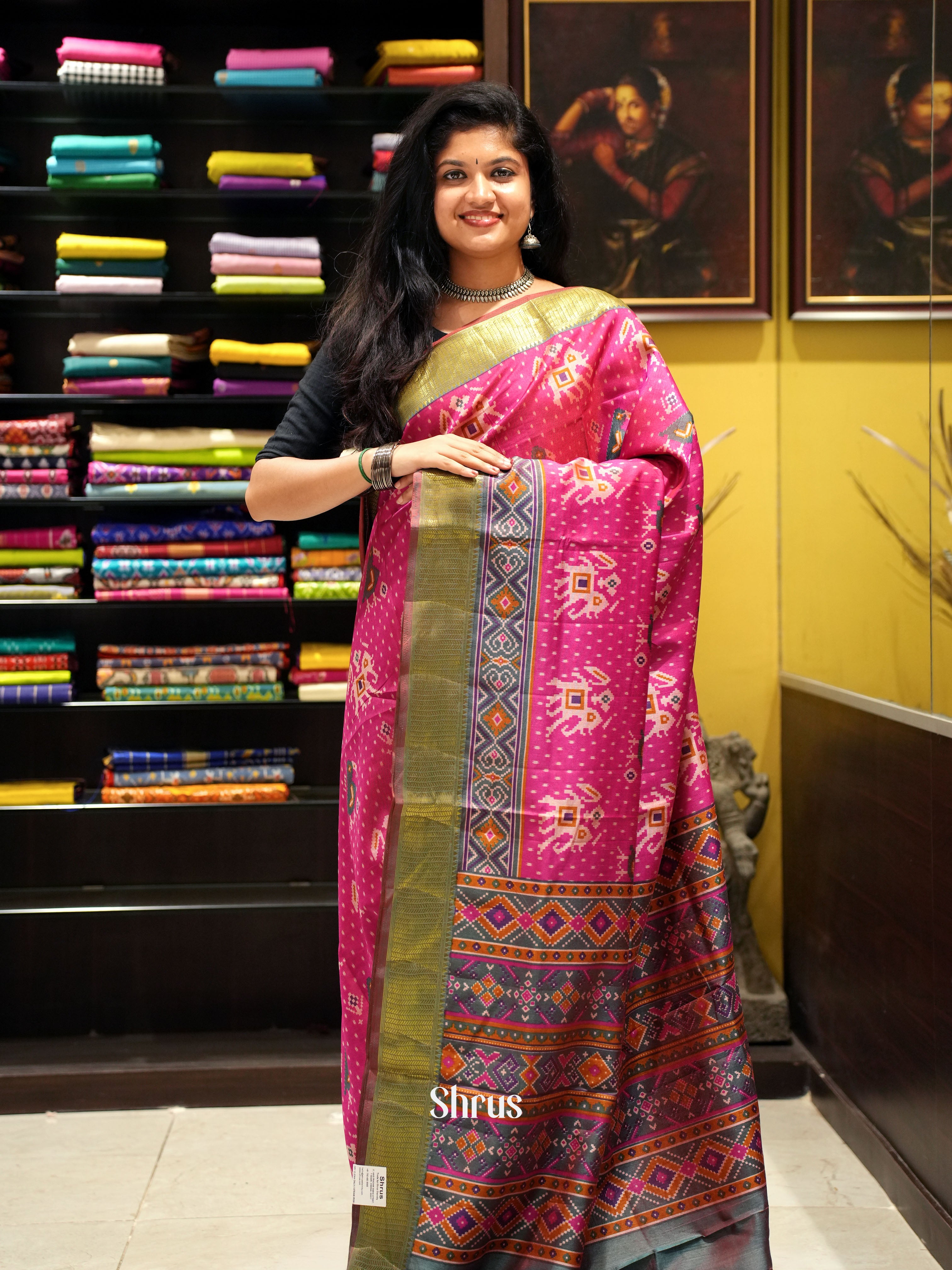 Pink & Green -Semi Patola - Shop on ShrusEternity.com