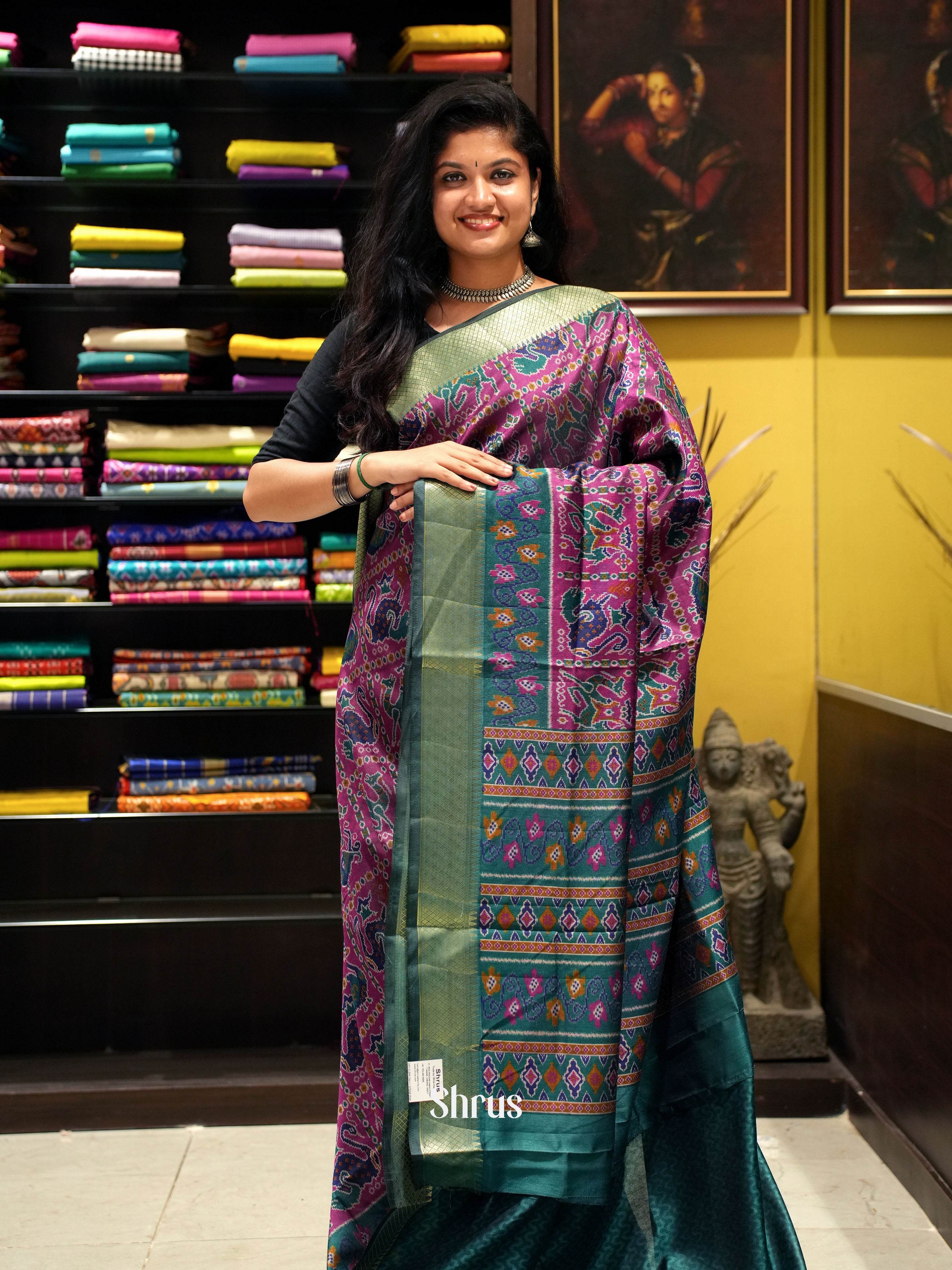 Purple & Peacock Green -Semi Patola - Shop on ShrusEternity.com