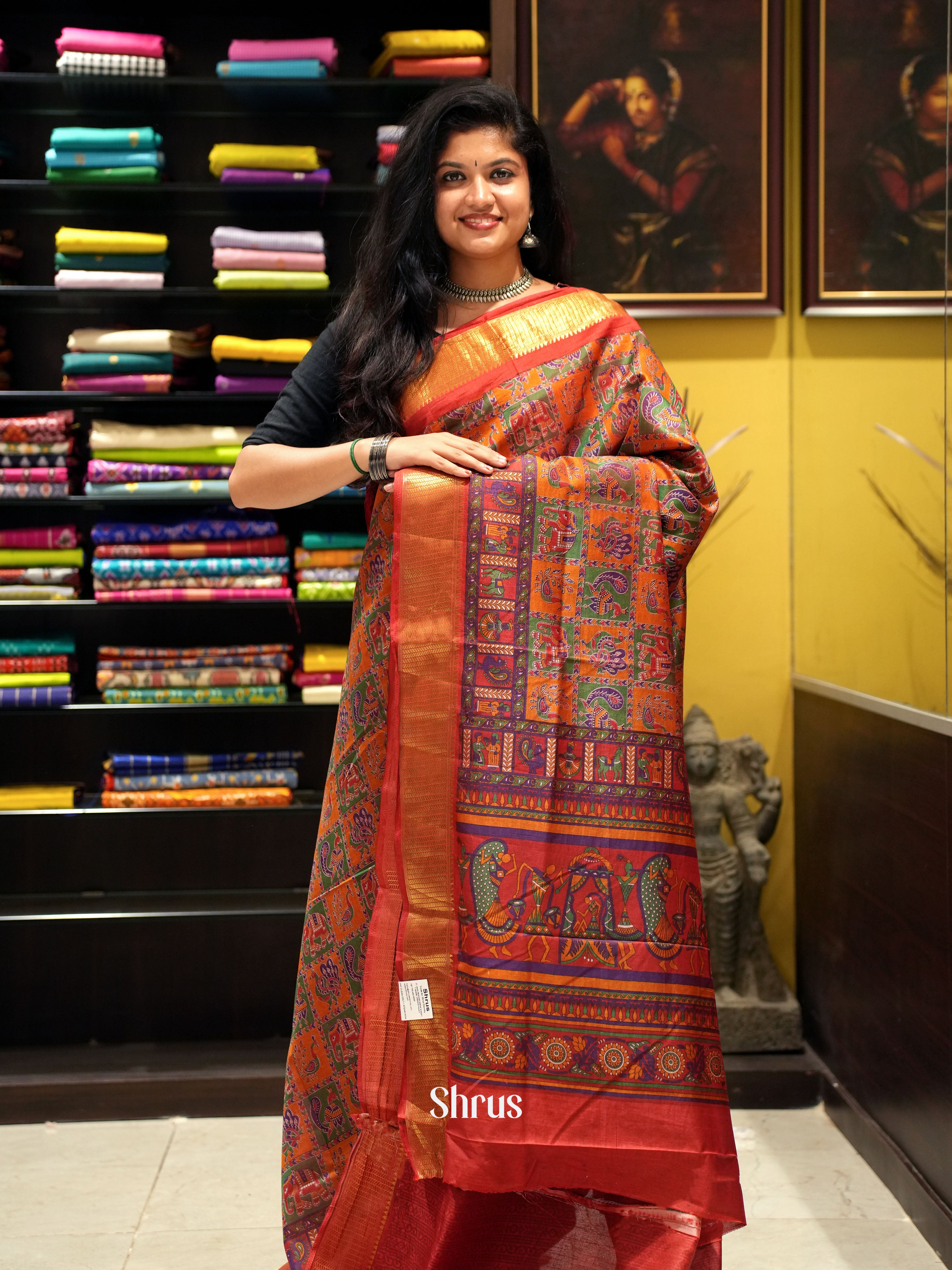 Orange & Red -Semi Patola - Shop on ShrusEternity.com