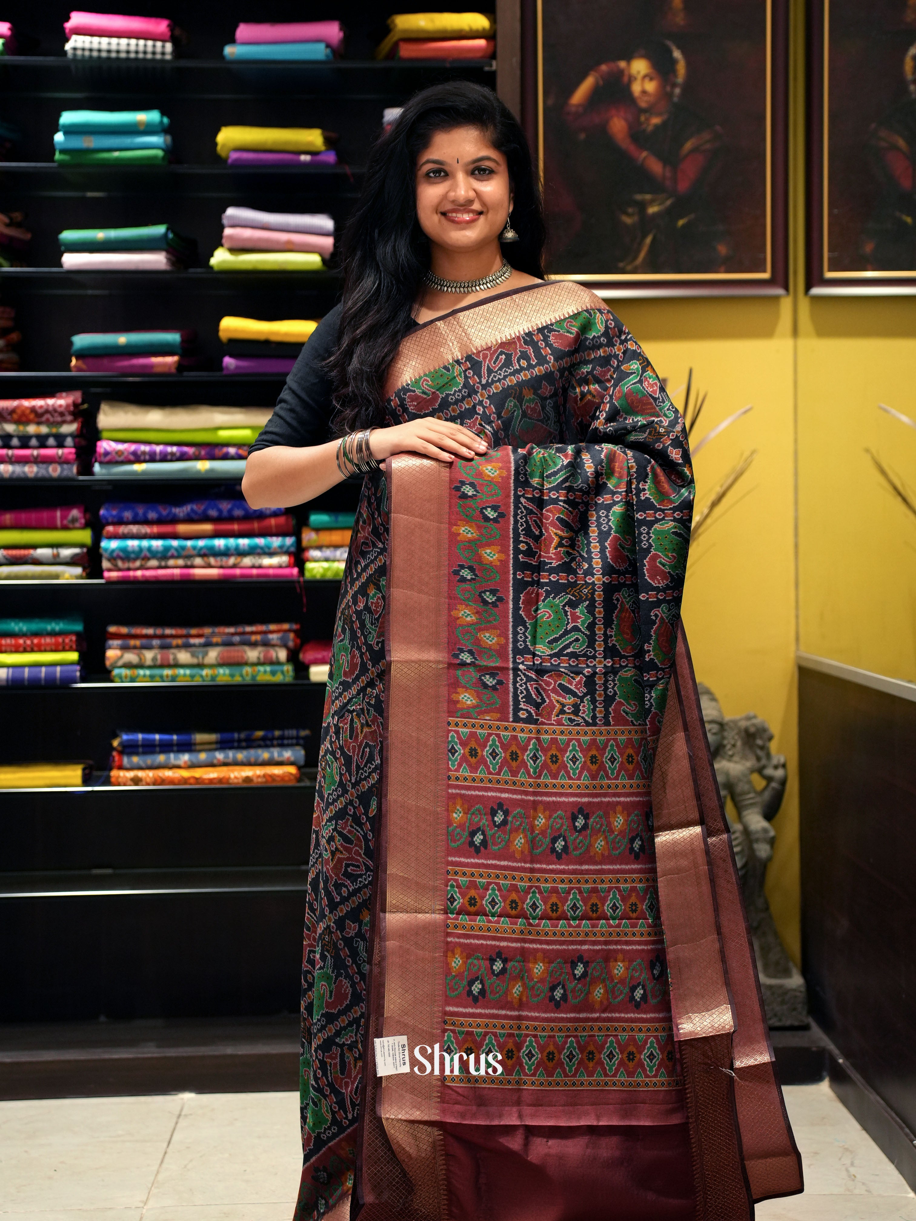 Black & Maroon -Semi Patola - Shop on ShrusEternity.com