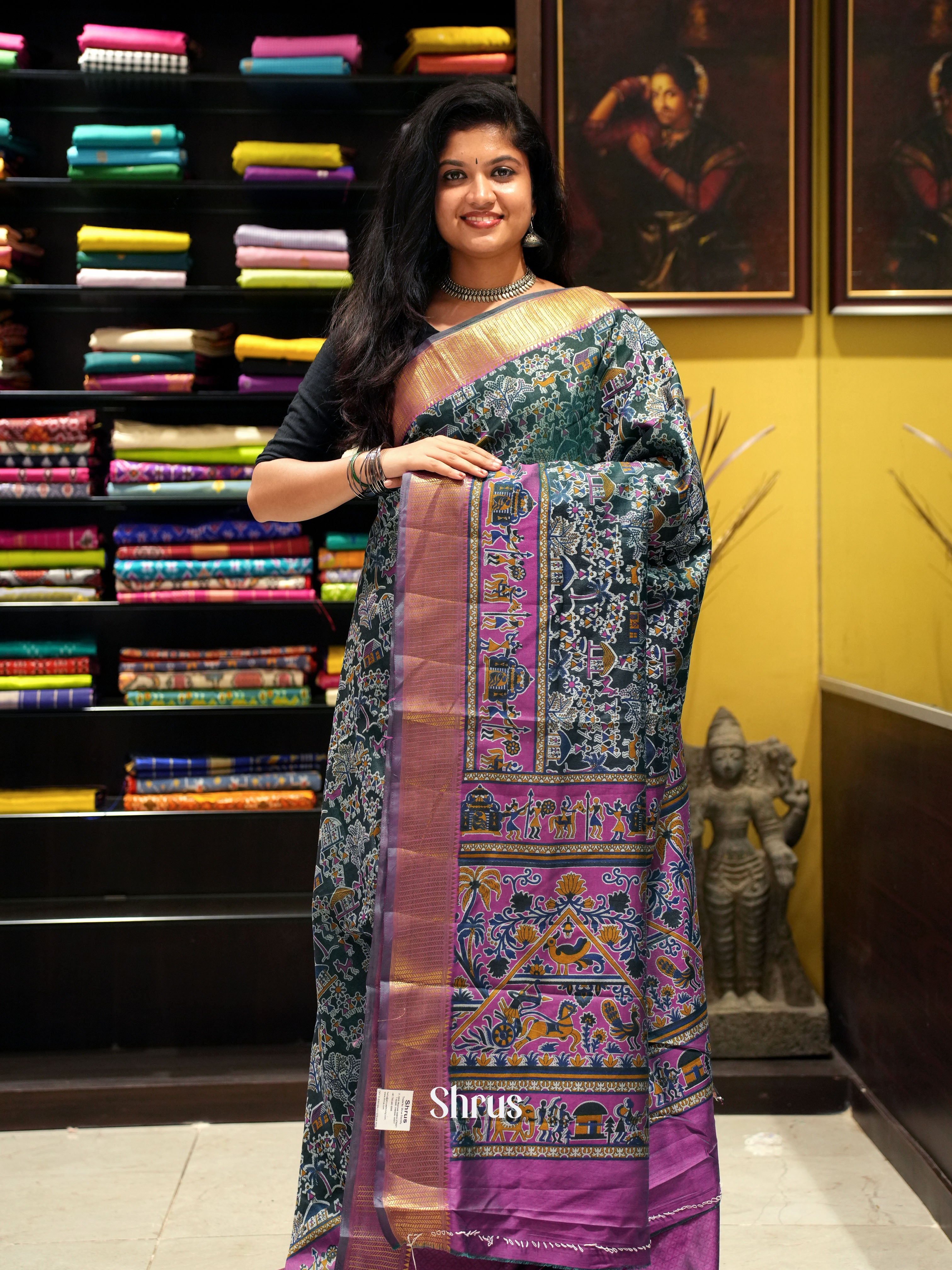 Green & Purple -Semi Patola - Shop on ShrusEternity.com