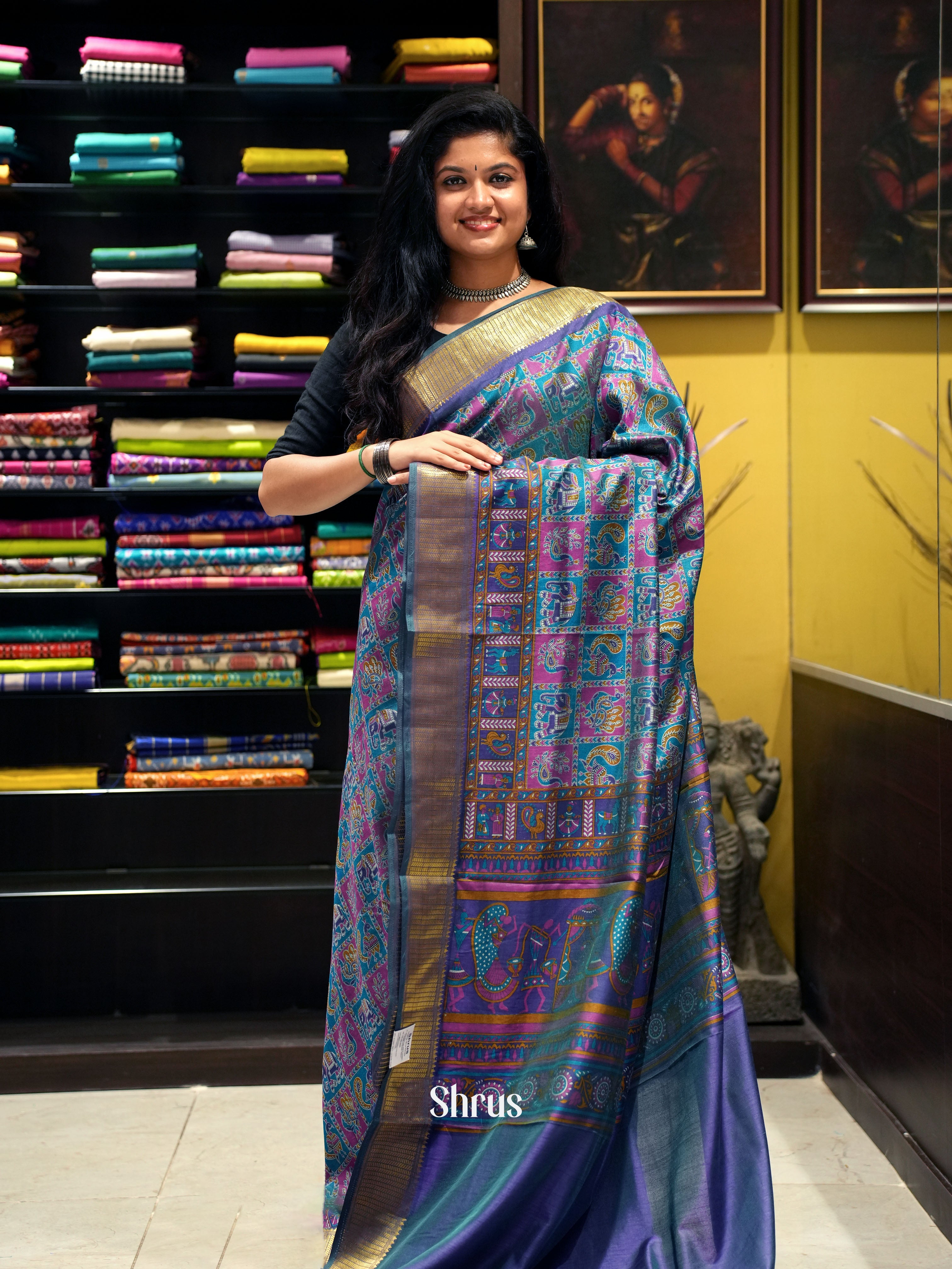 Green & Purple -Semi Patola - Shop on ShrusEternity.com