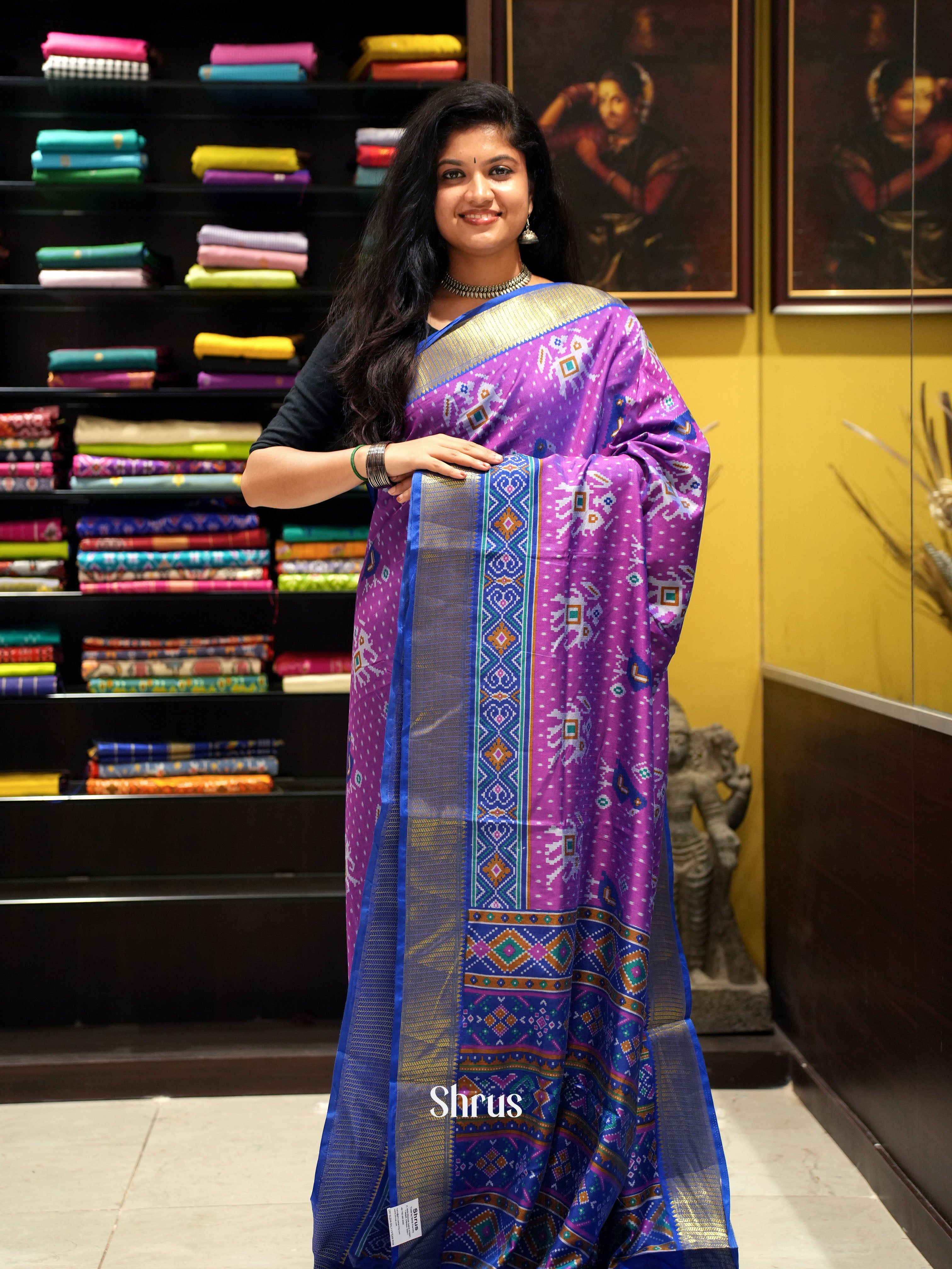 Pink & Blue -Semi Patola - Shop on ShrusEternity.com