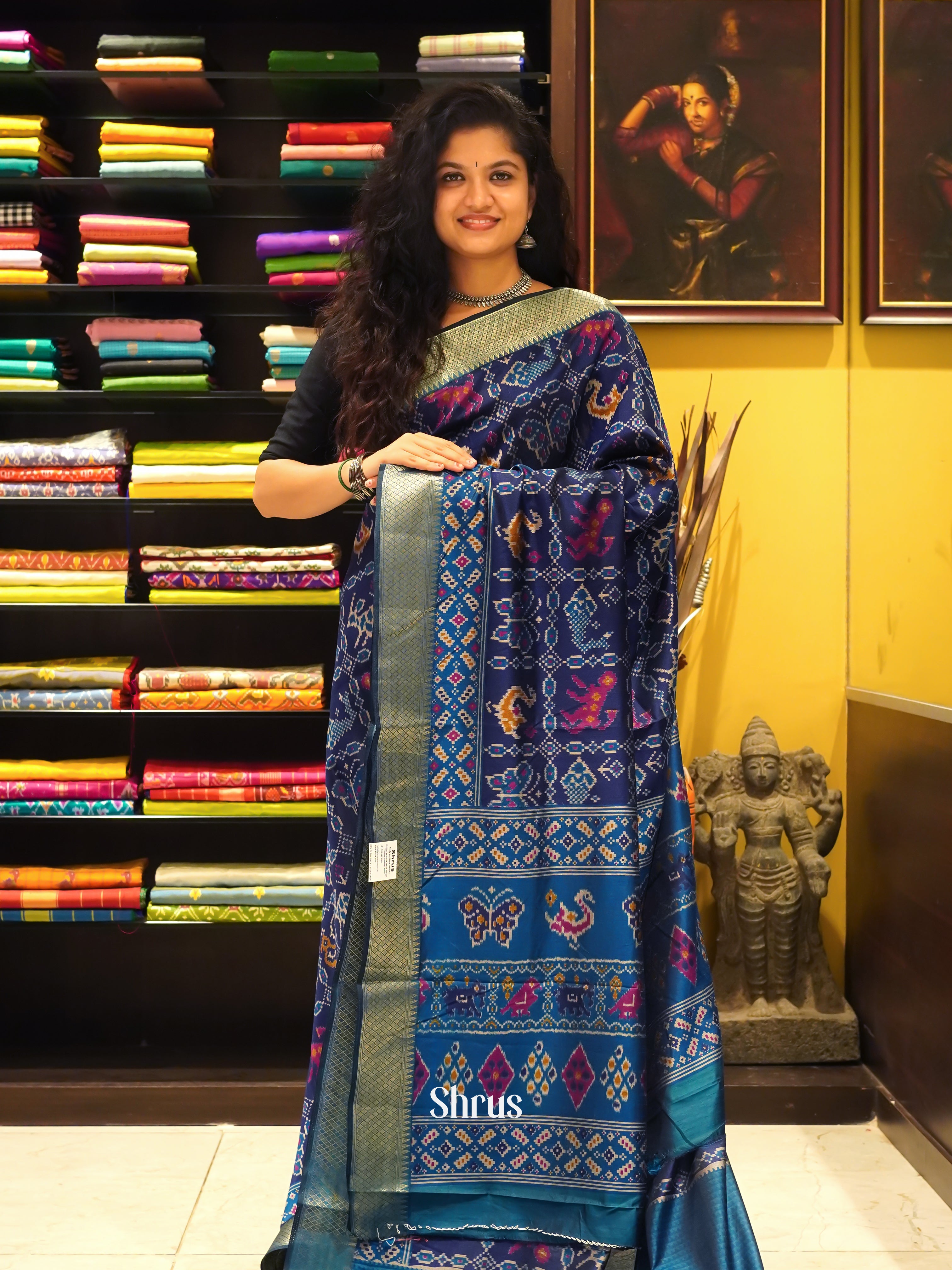 Violet & Blue - Semi Patola Saree - Shop on ShrusEternity.com