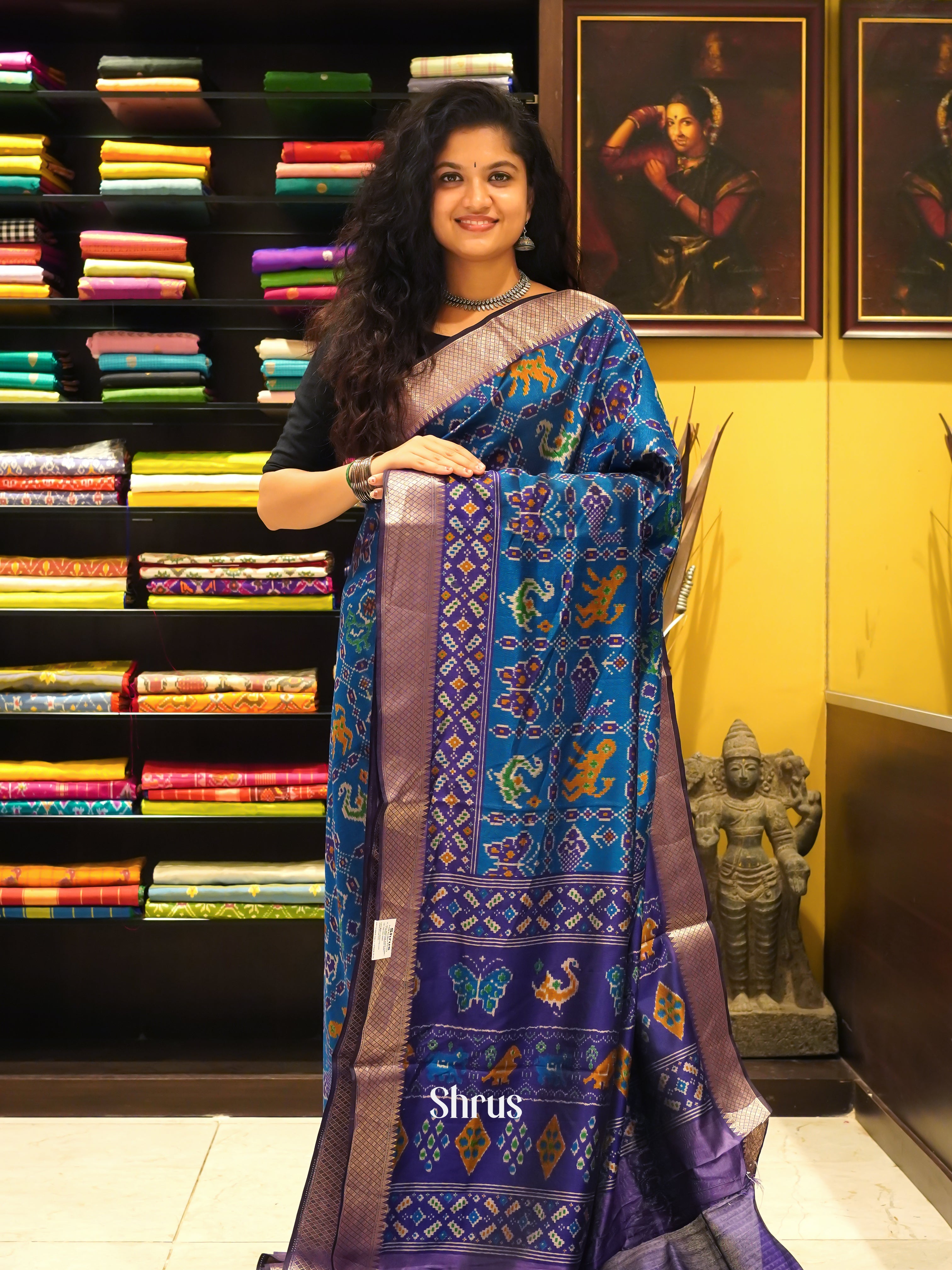 Blue & Violet - Semi Patola Saree - Shop on ShrusEternity.com