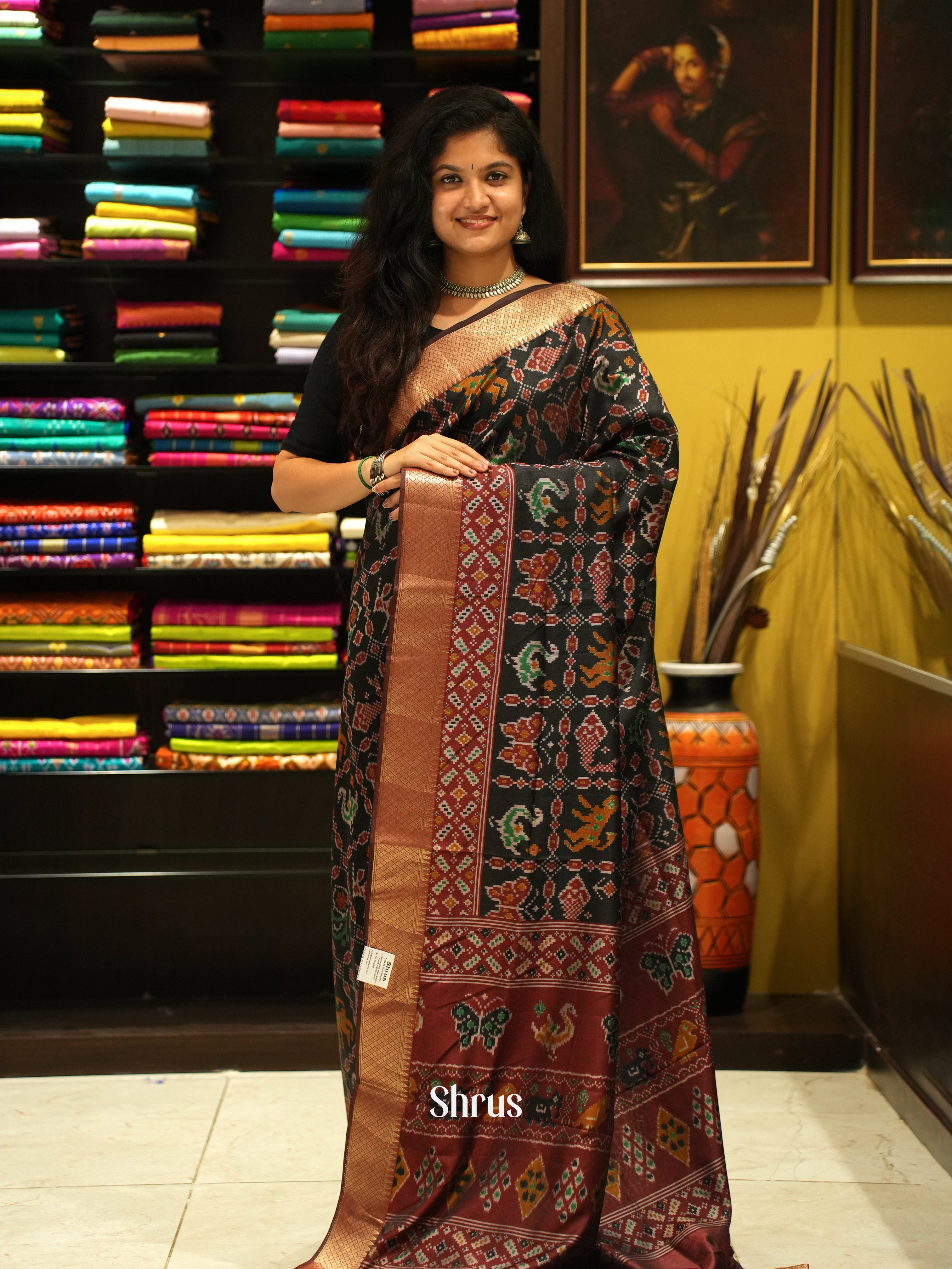 Black & Brown - Semi Patola Saree - Shop on ShrusEternity.com