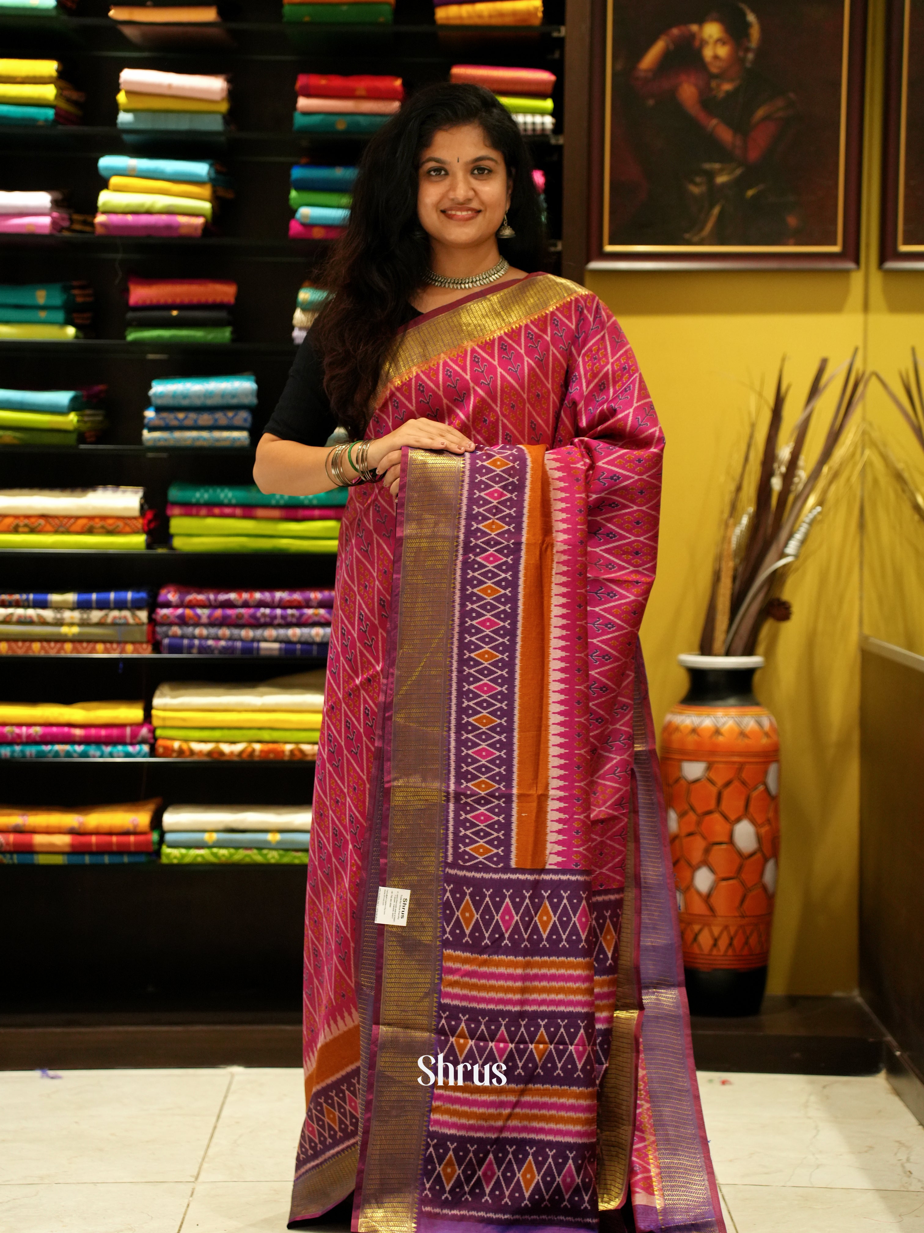 Pink & Purple - Semi Patola Saree - Shop on ShrusEternity.com