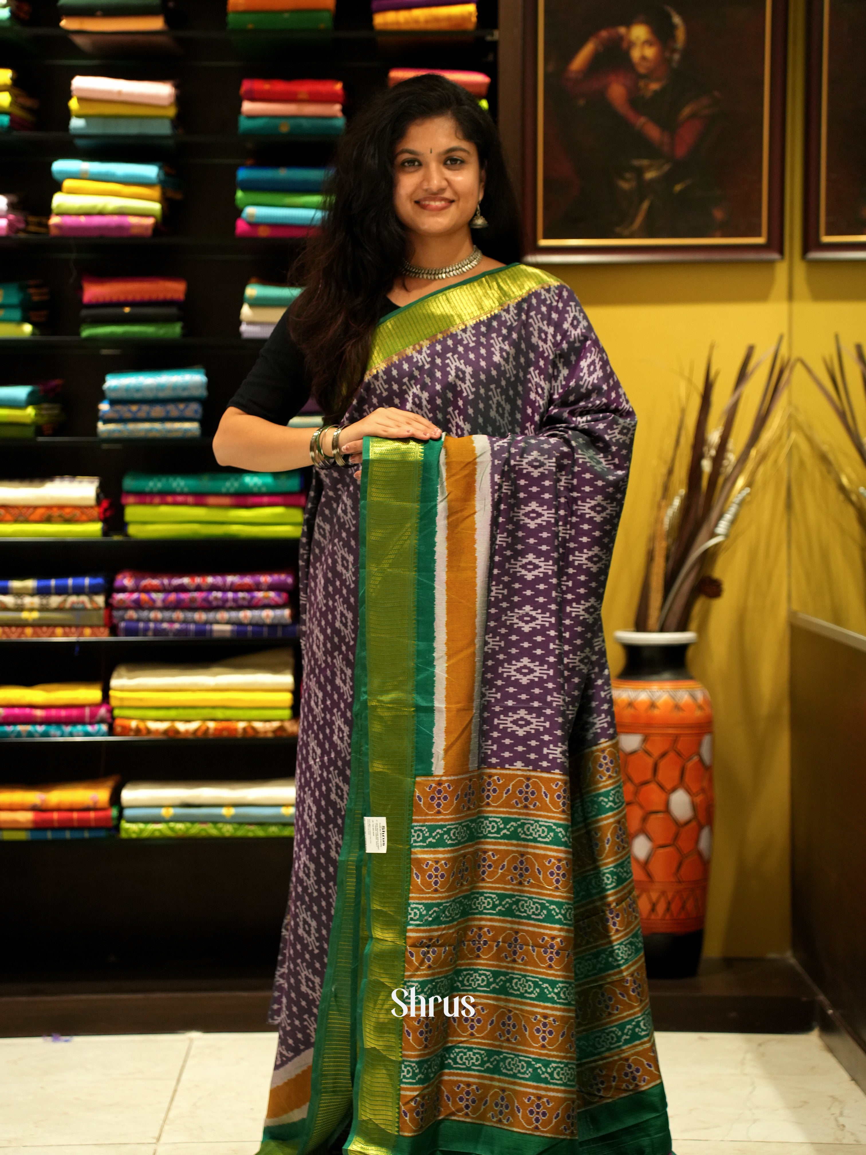 Violet & Green - Semi Patola Saree - Shop on ShrusEternity.com