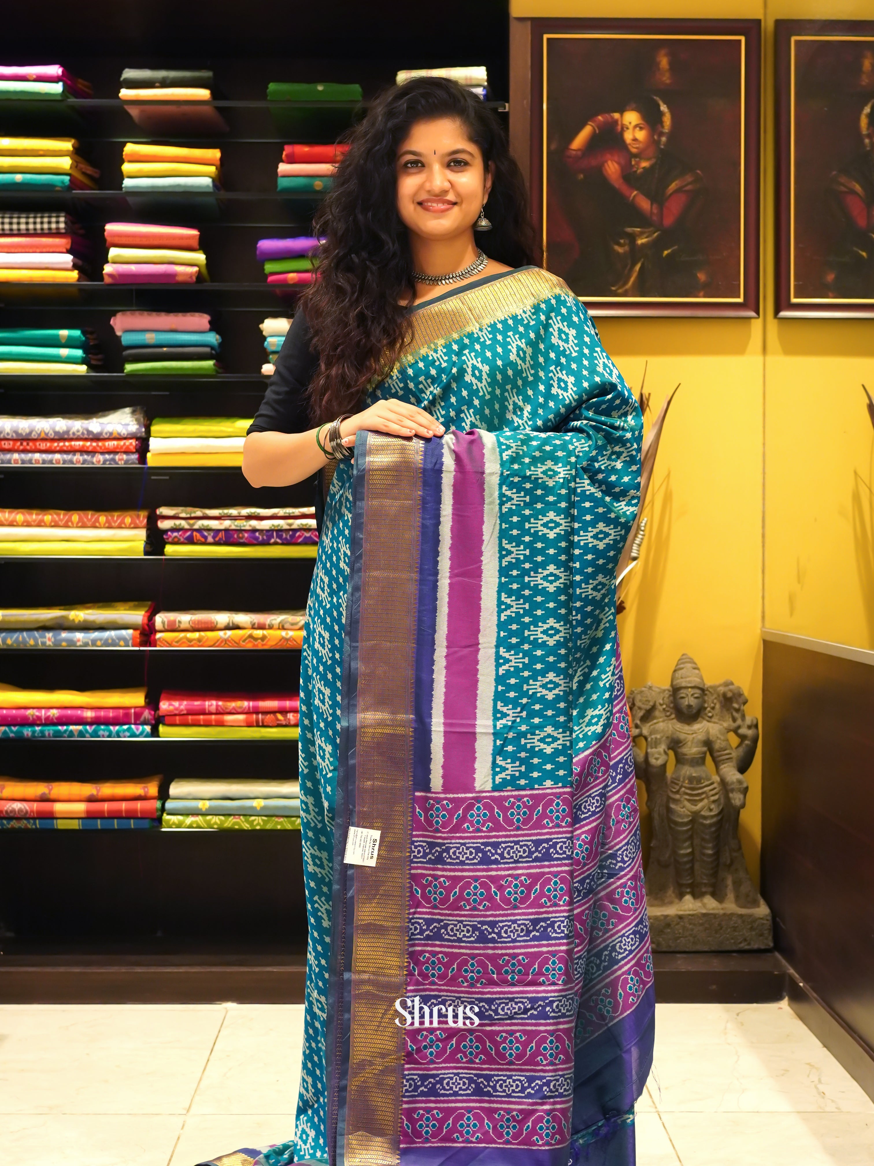 Blue & Purple - Semi Patola Saree - Shop on ShrusEternity.com