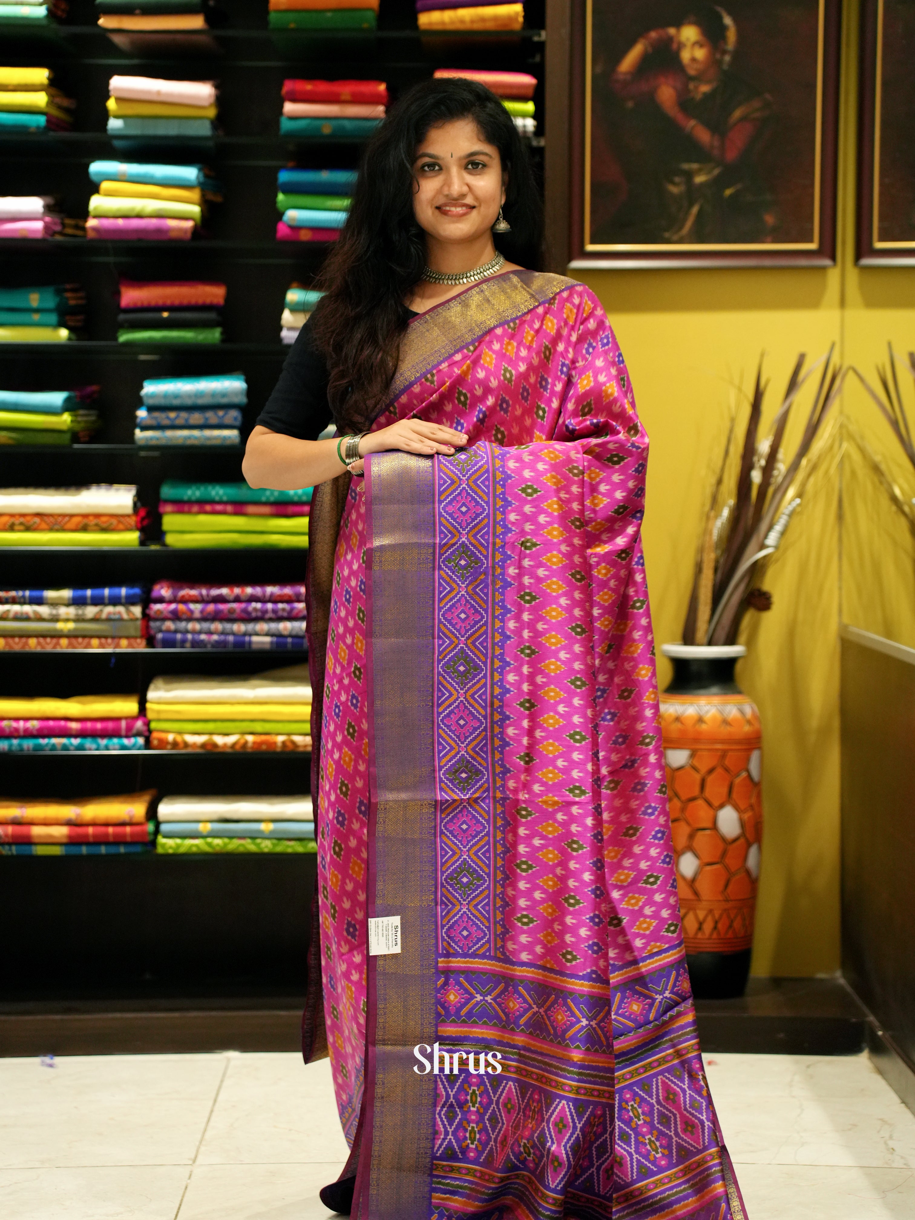 Pink & Purple - Semi Patola Saree - Shop on ShrusEternity.com