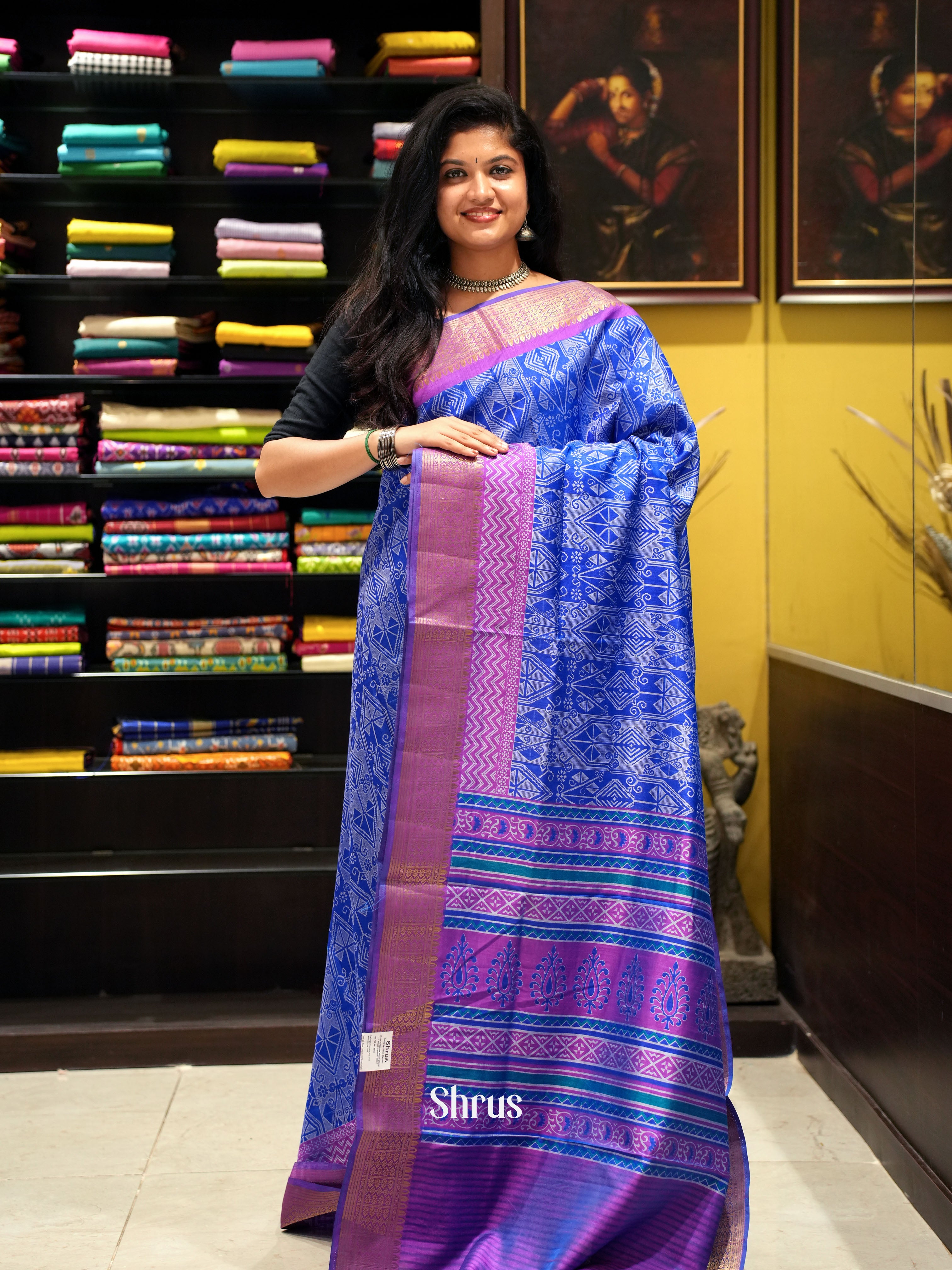 Blue & Purple -Semi Patola - Shop on ShrusEternity.com