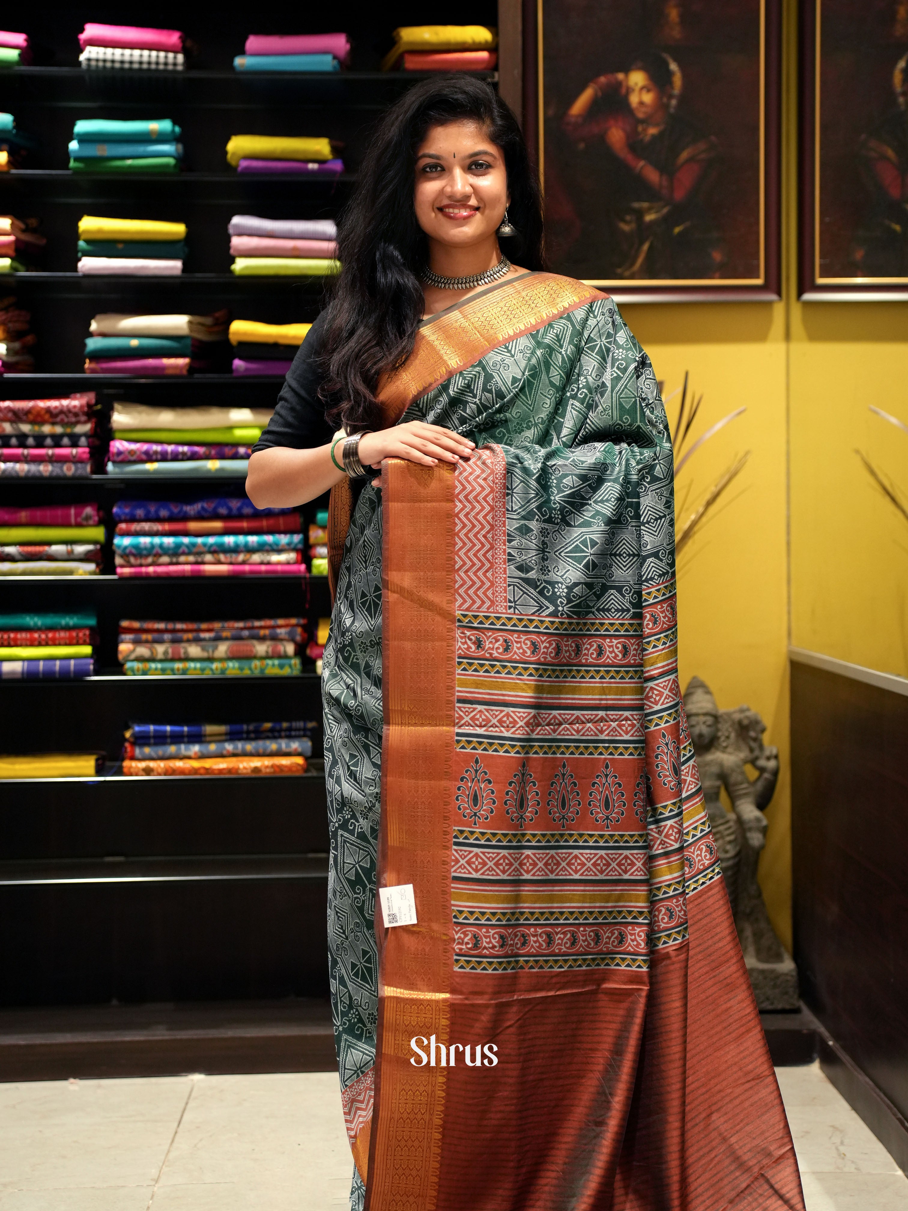 Green & Brown -Semi Patola - Shop on ShrusEternity.com