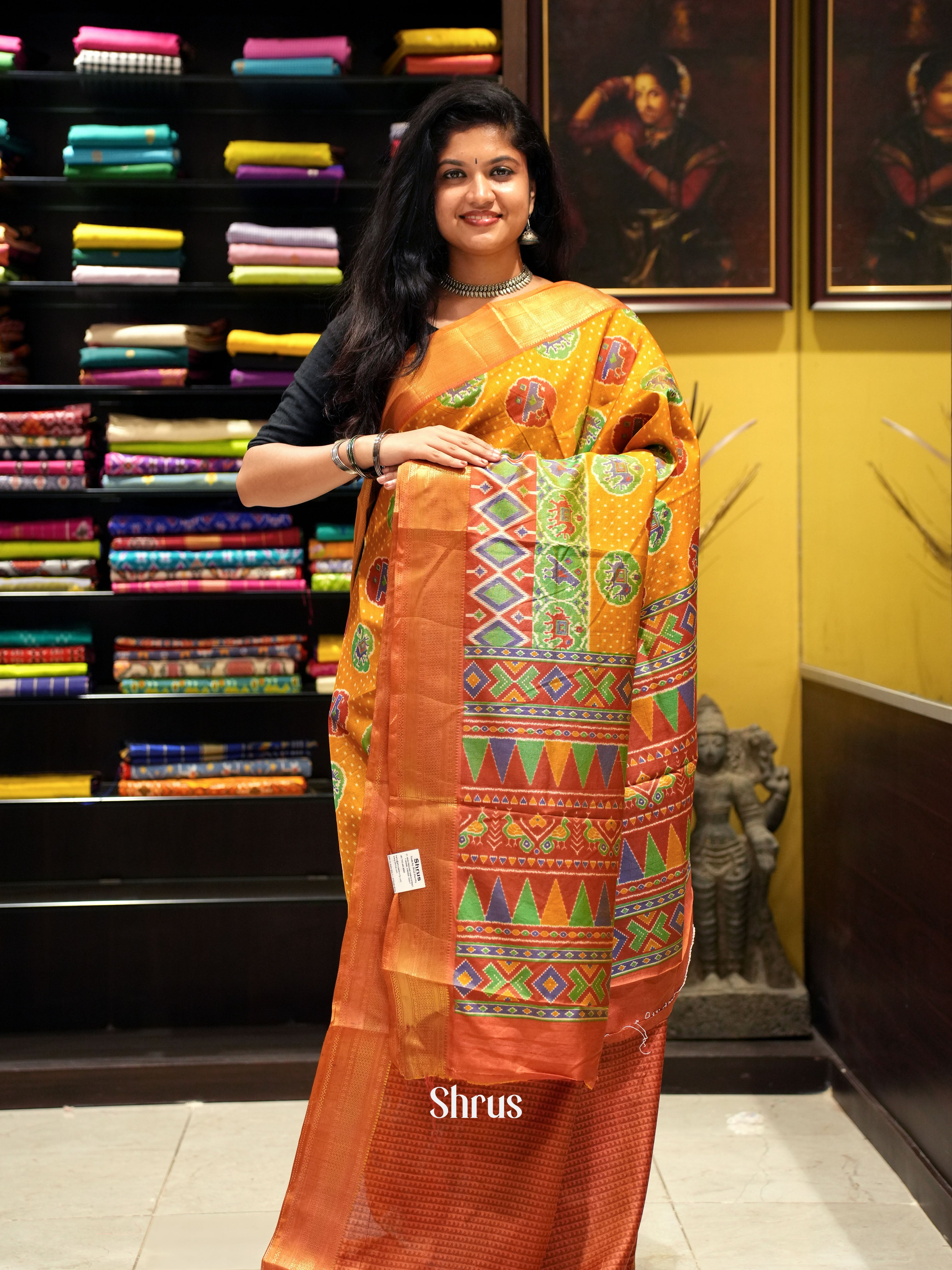 Orange & Brick -Semi Patola - Shop on ShrusEternity.com