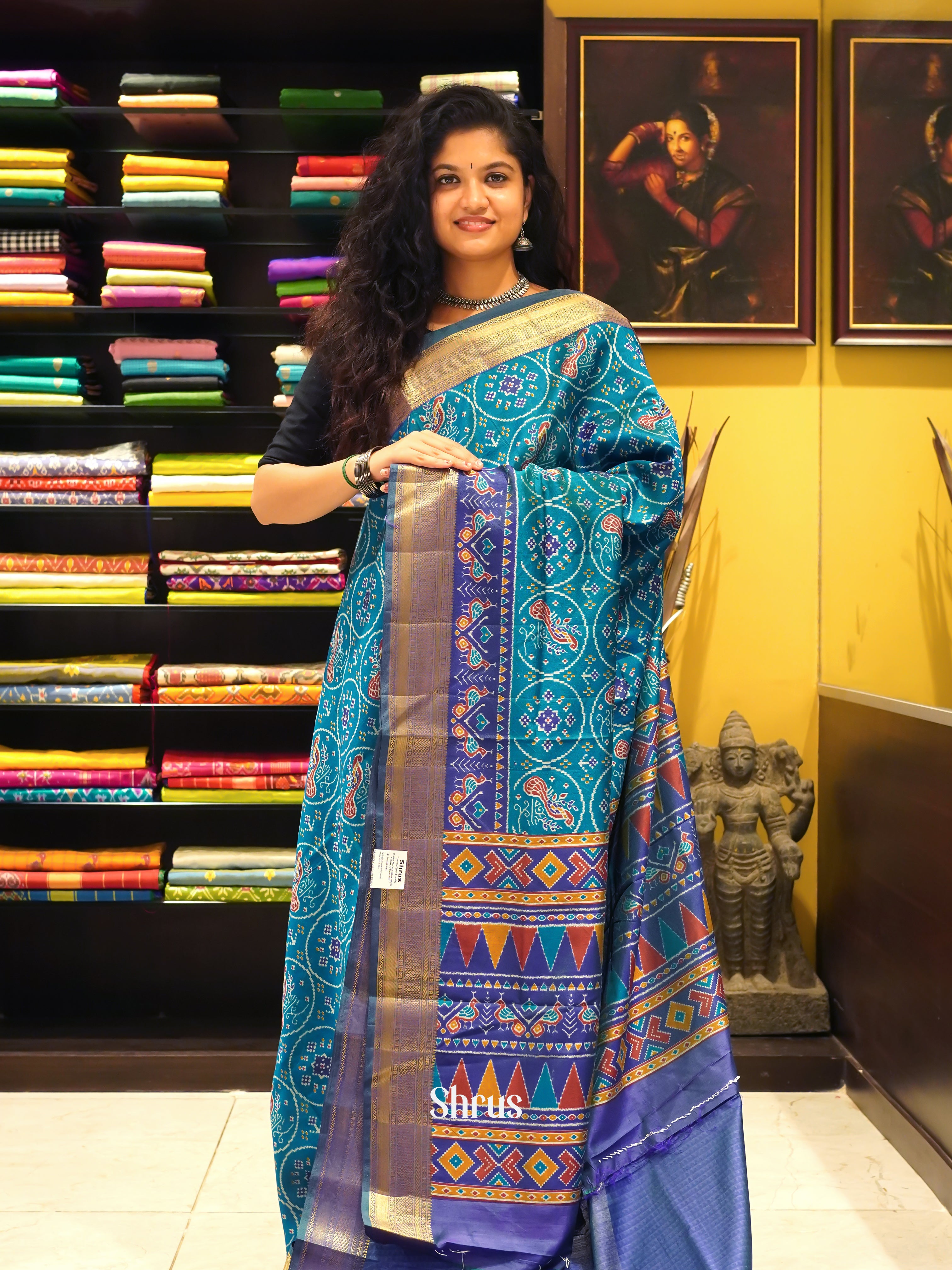 Blue & Purple - Semi Patola Saree - Shop on ShrusEternity.com