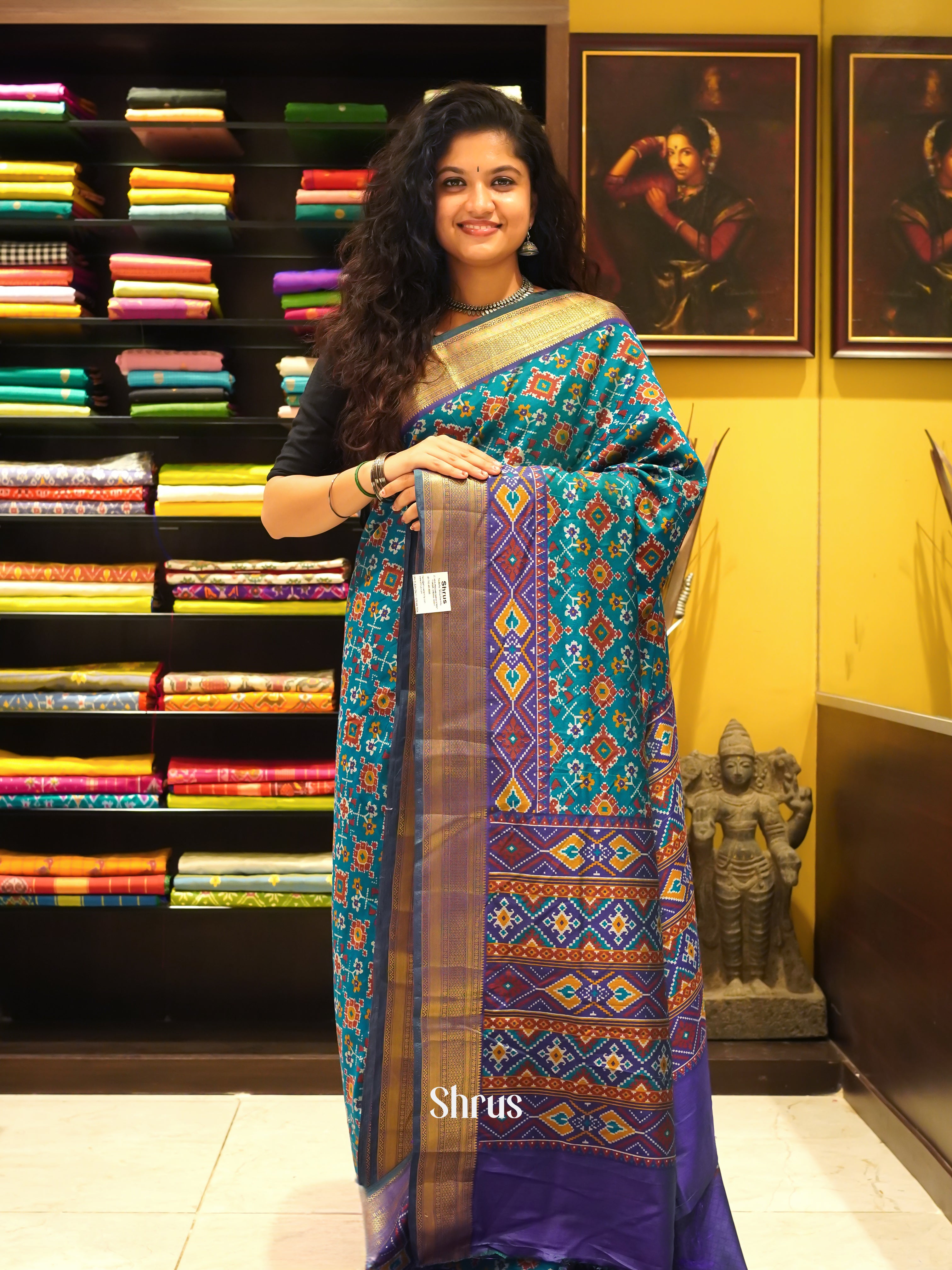 Blue & Purple - Semi Patola Saree - Shop on ShrusEternity.com