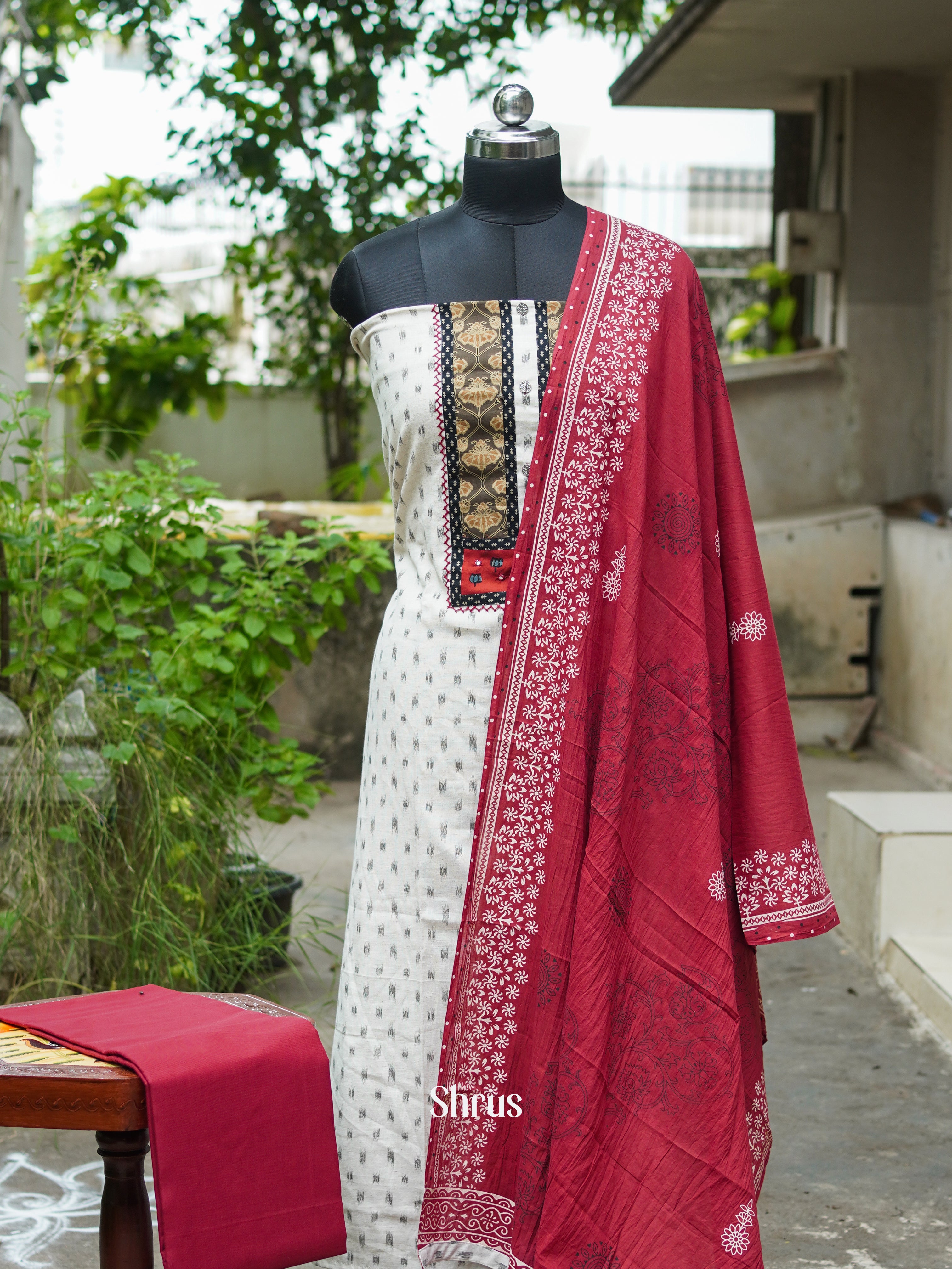 White & Red - Cotton salwar - Shop on ShrusEternity.com