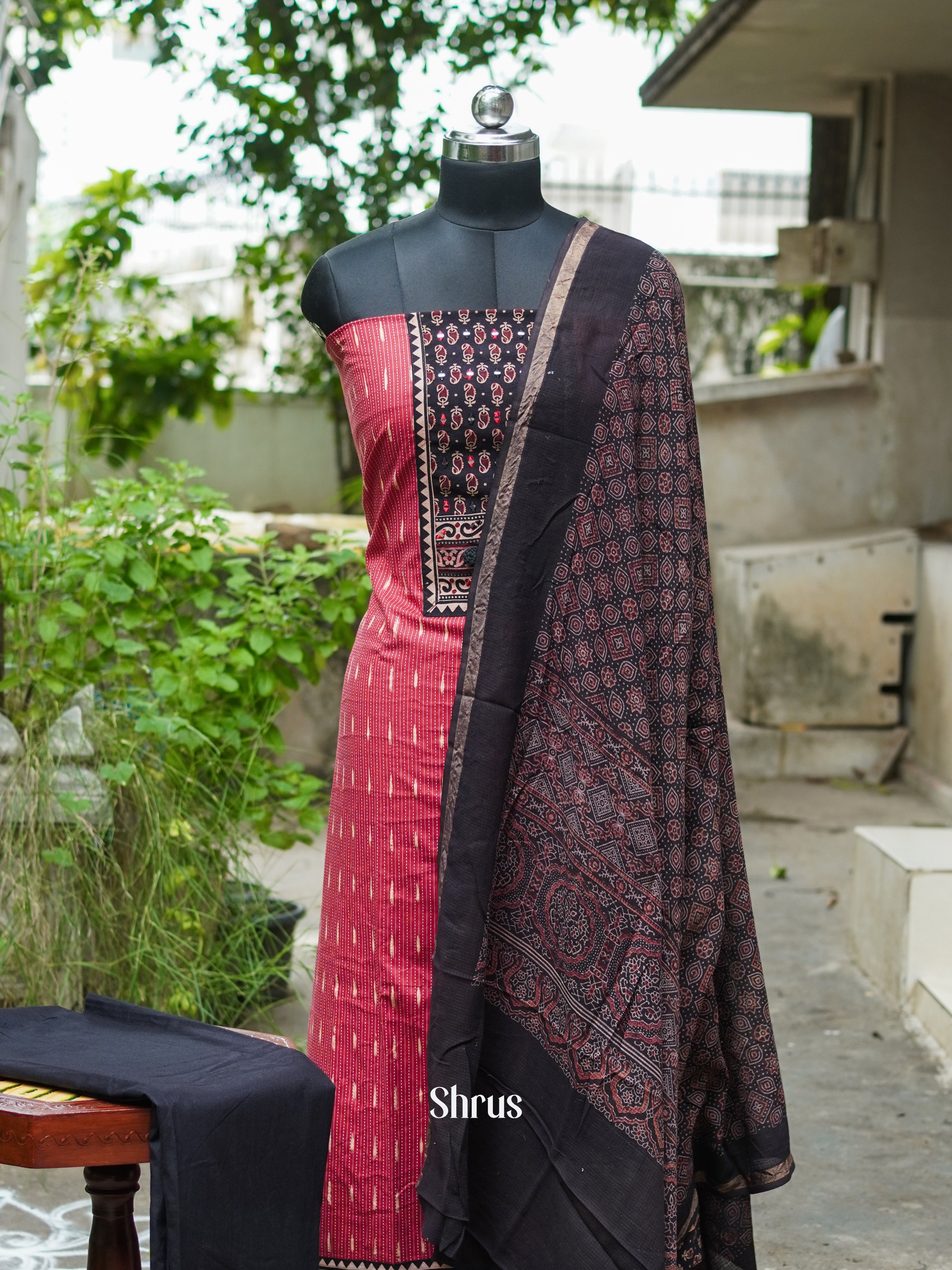 Red & Black - Cotton salwar - Shop on ShrusEternity.com