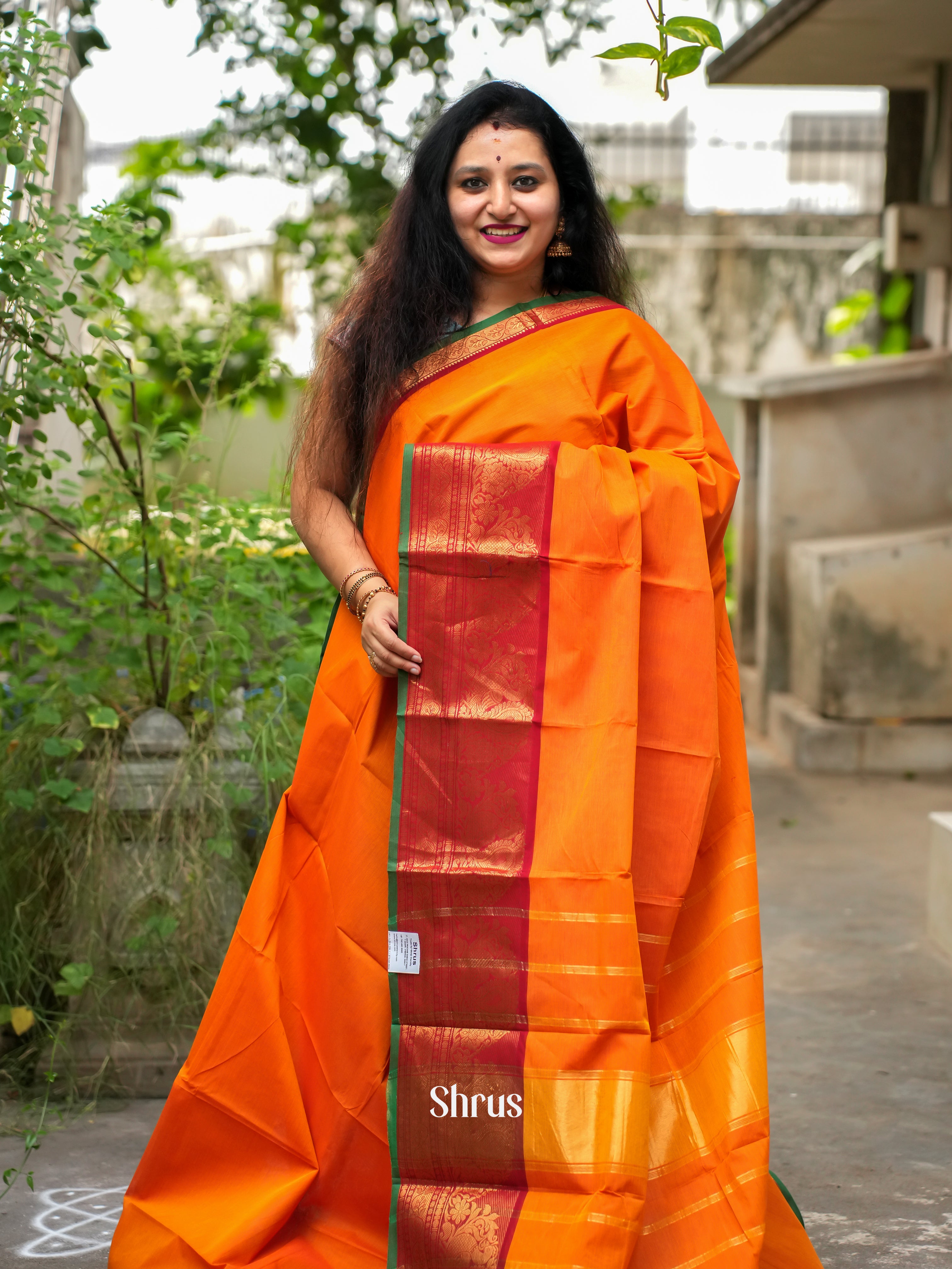 Orange & Red - Chettinad Cotton - Shop on ShrusEternity.com