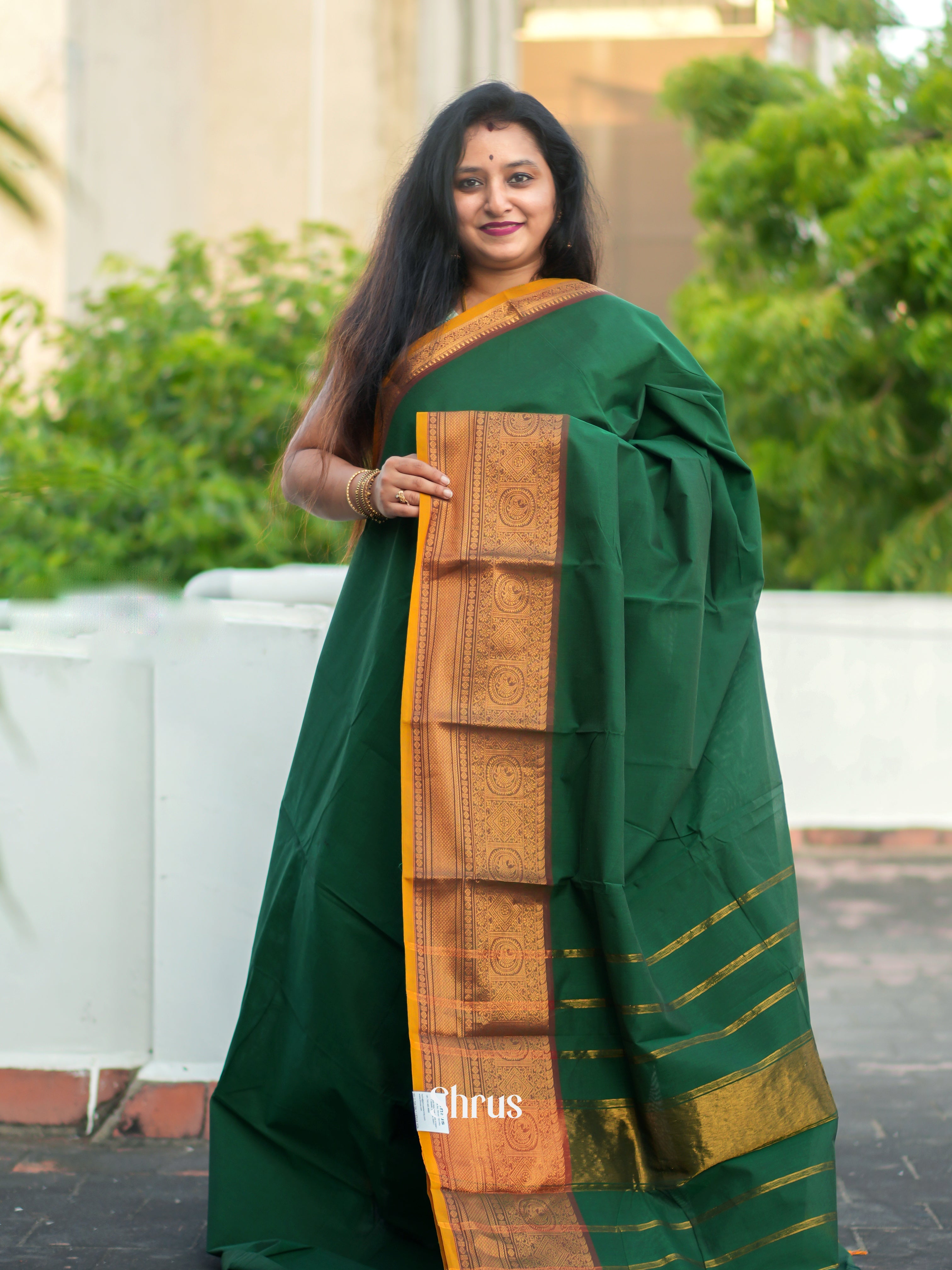 Green& Mustard - Chettinad Cotton Saree - Shop on ShrusEternity.com