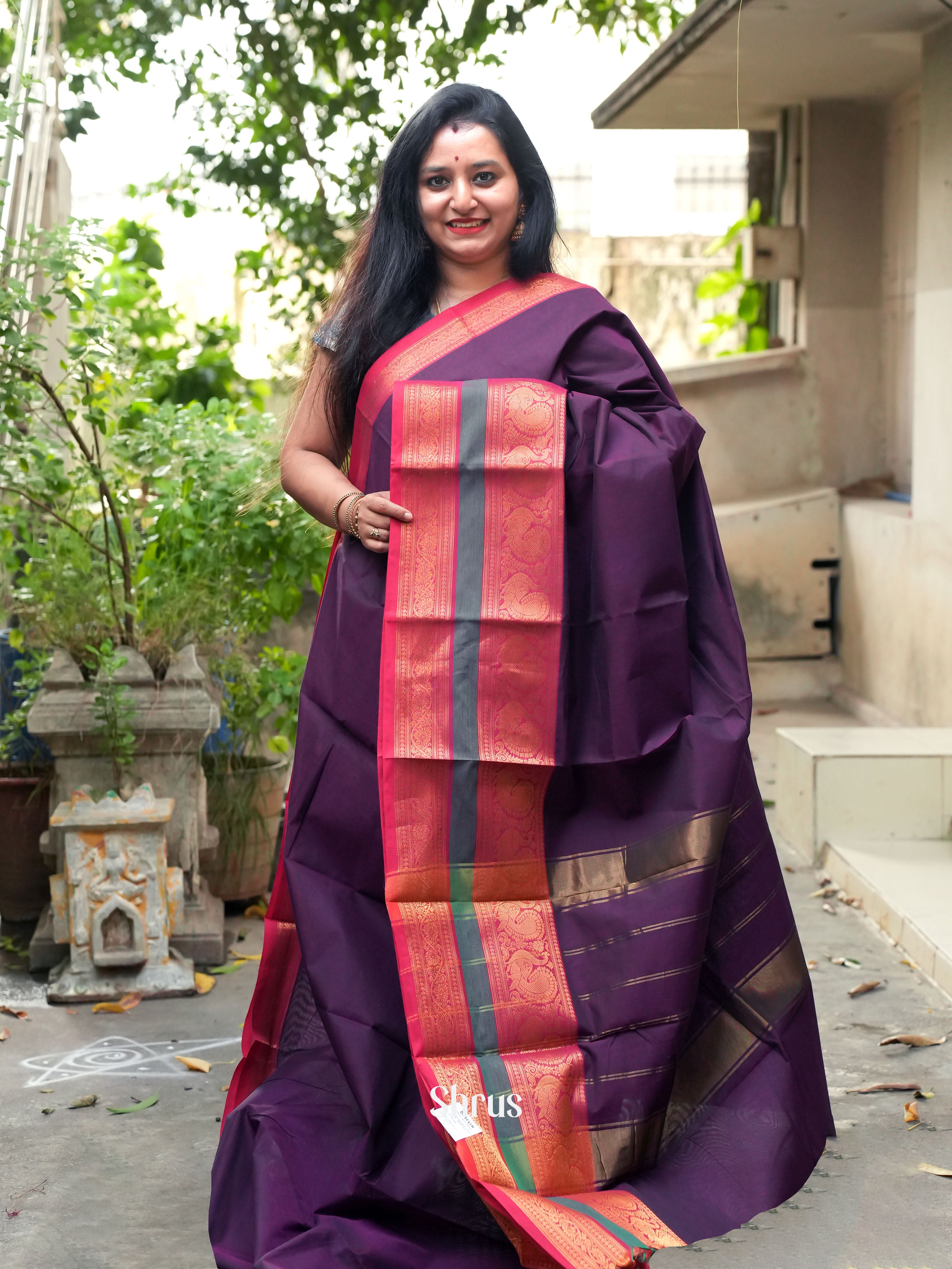 Purple & Red - Chettinad Cotton - Shop on ShrusEternity.com