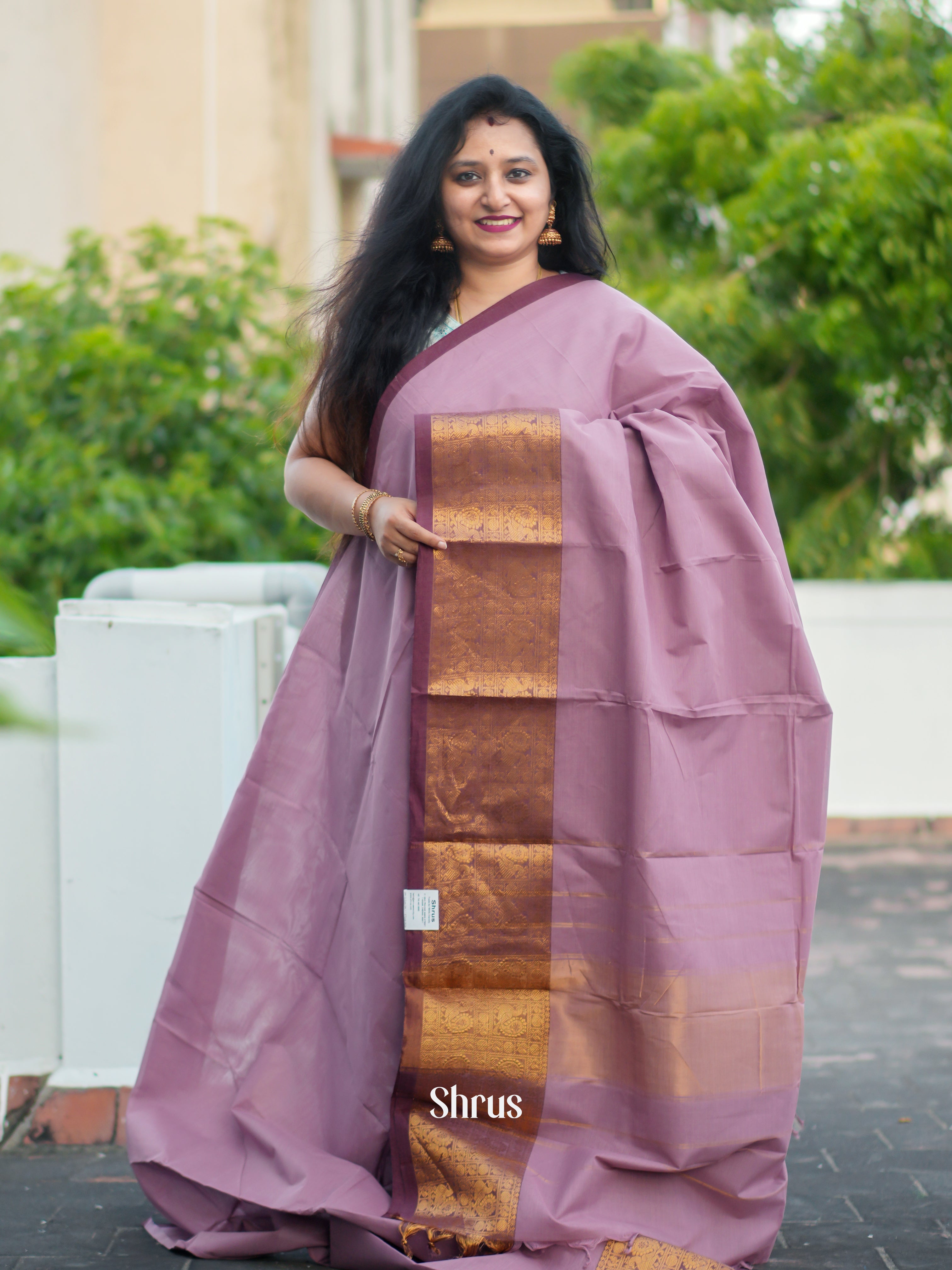 Purple - Chettinad Cotton Saree - Shop on ShrusEternity.com