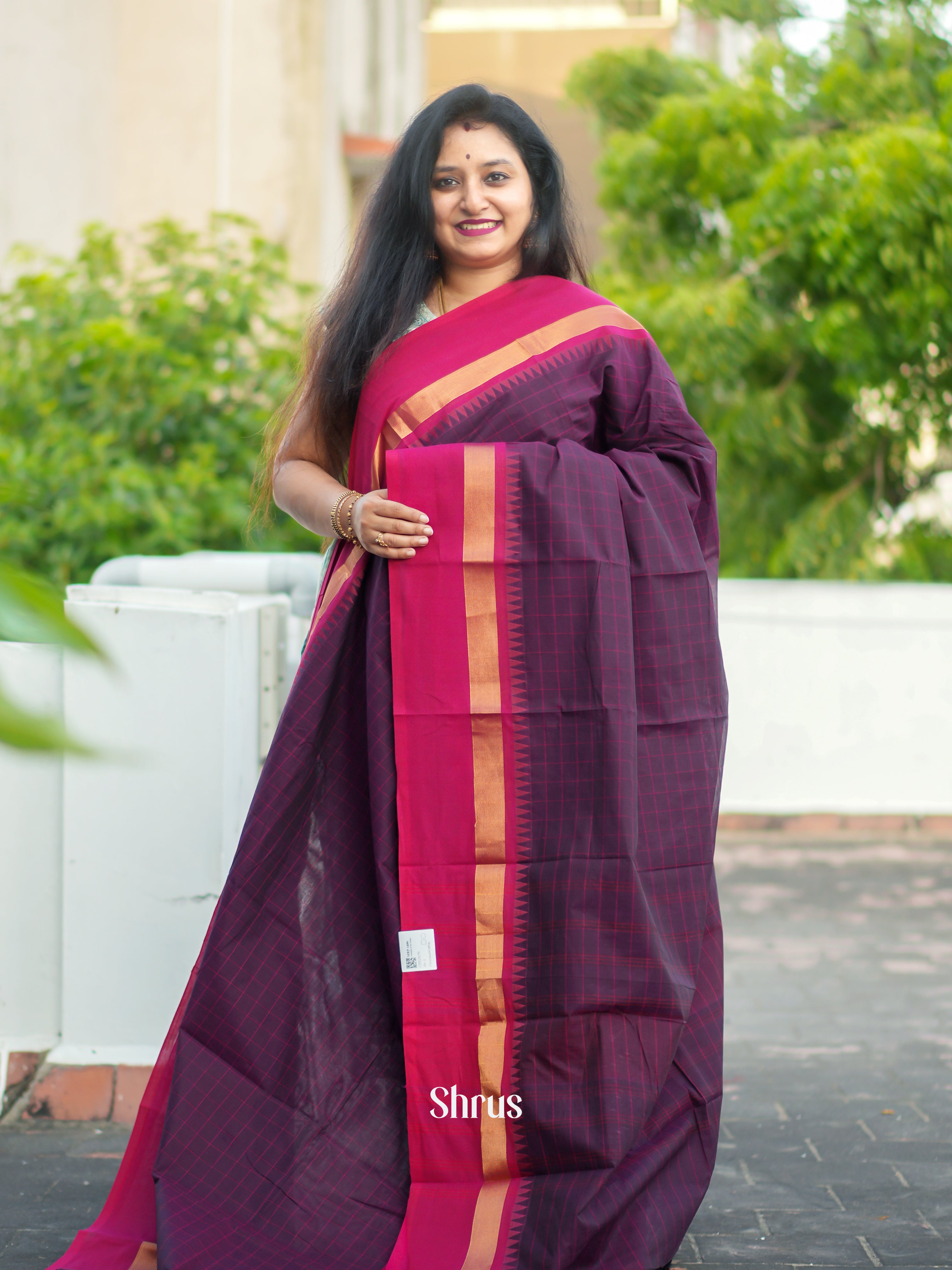 Violet & Pink - Chettinad Cotton Saree - Shop on ShrusEternity.com