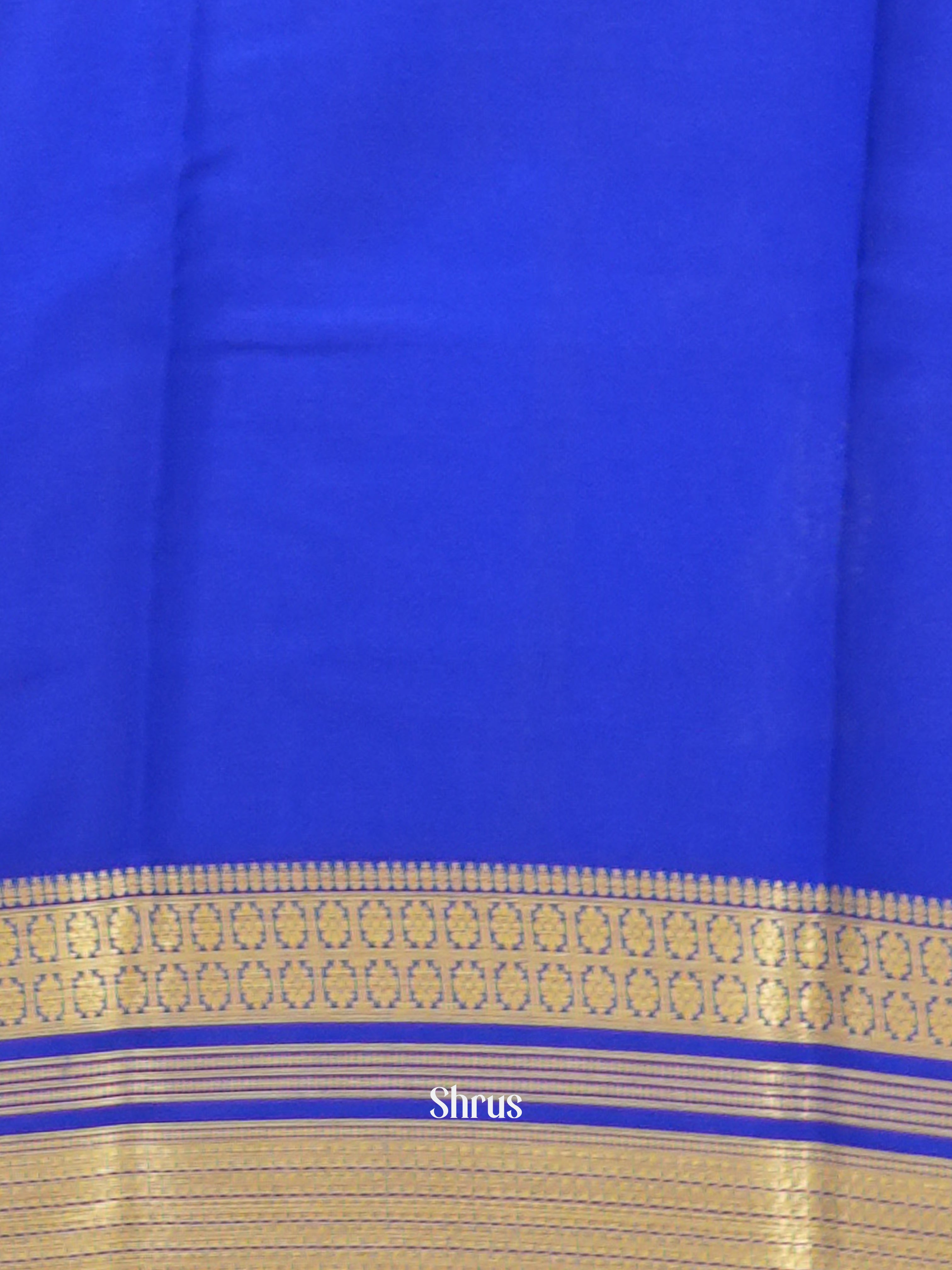 Cream & Blue -Mysore Silk - Shop on ShrusEternity.com