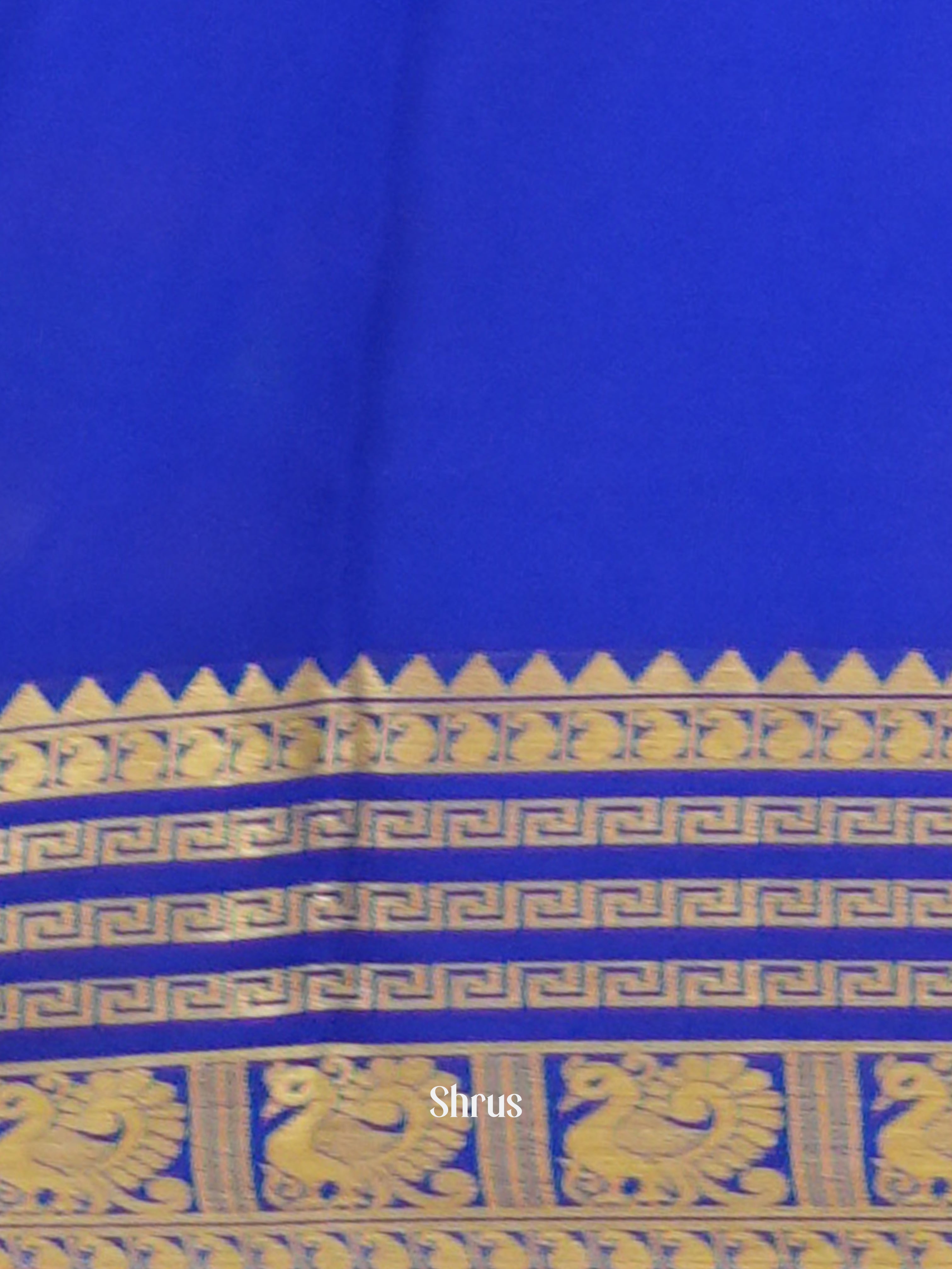 Cream & Blue -Mysore Silk - Shop on ShrusEternity.com