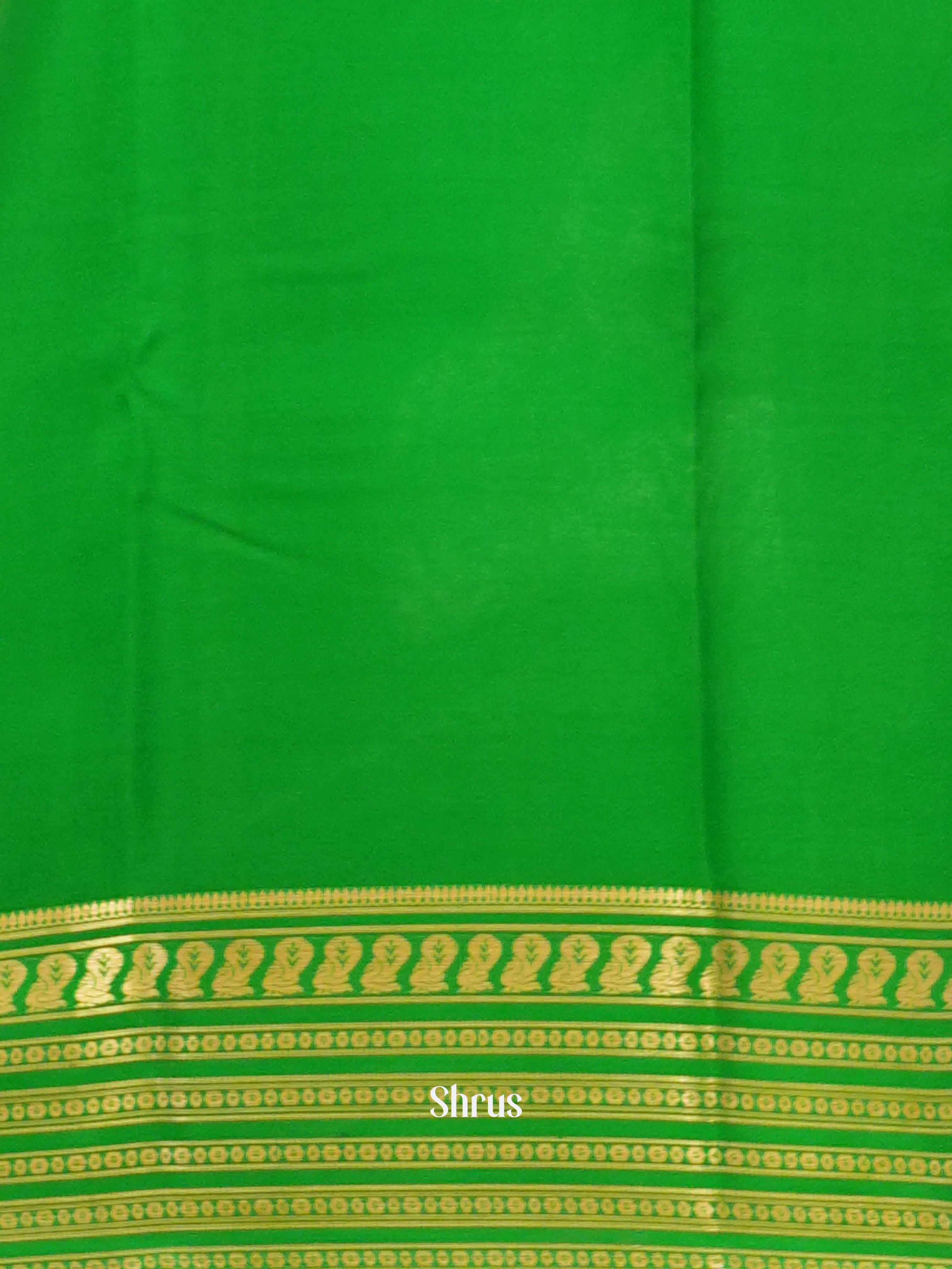 Cream & Green -Mysore Silk - Shop on ShrusEternity.com