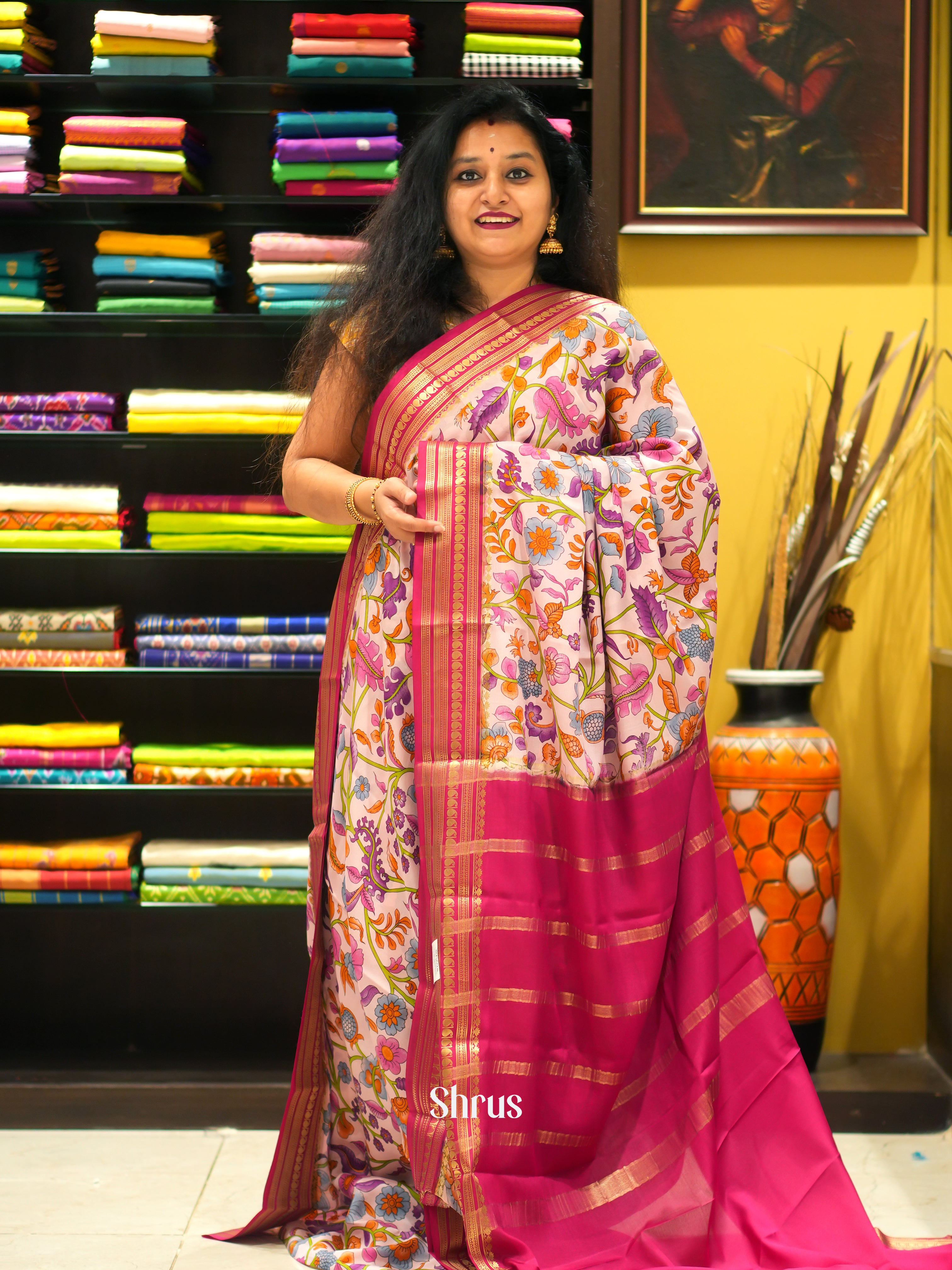 Baby Pink & Pink -Mysore Silk - Shop on ShrusEternity.com