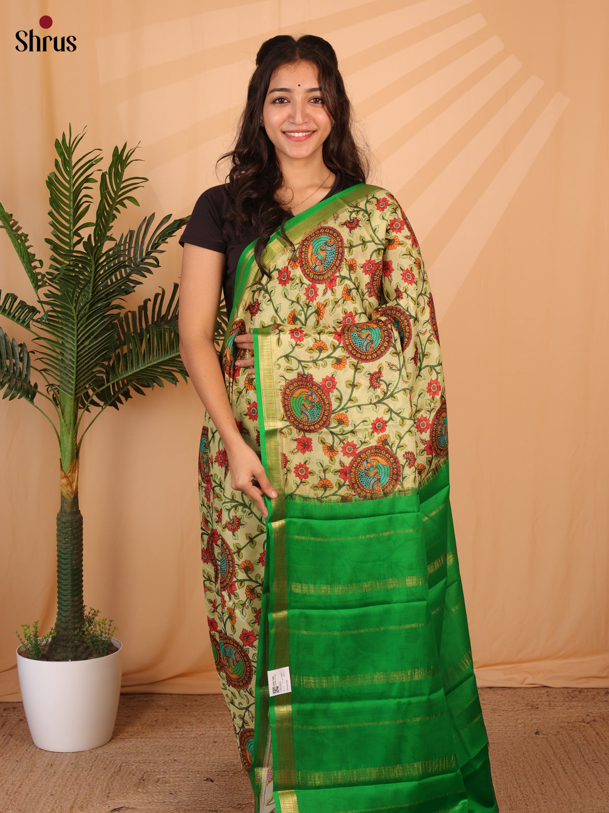 Lime Green & Green -Mysore Silk - Shop on ShrusEternity.com